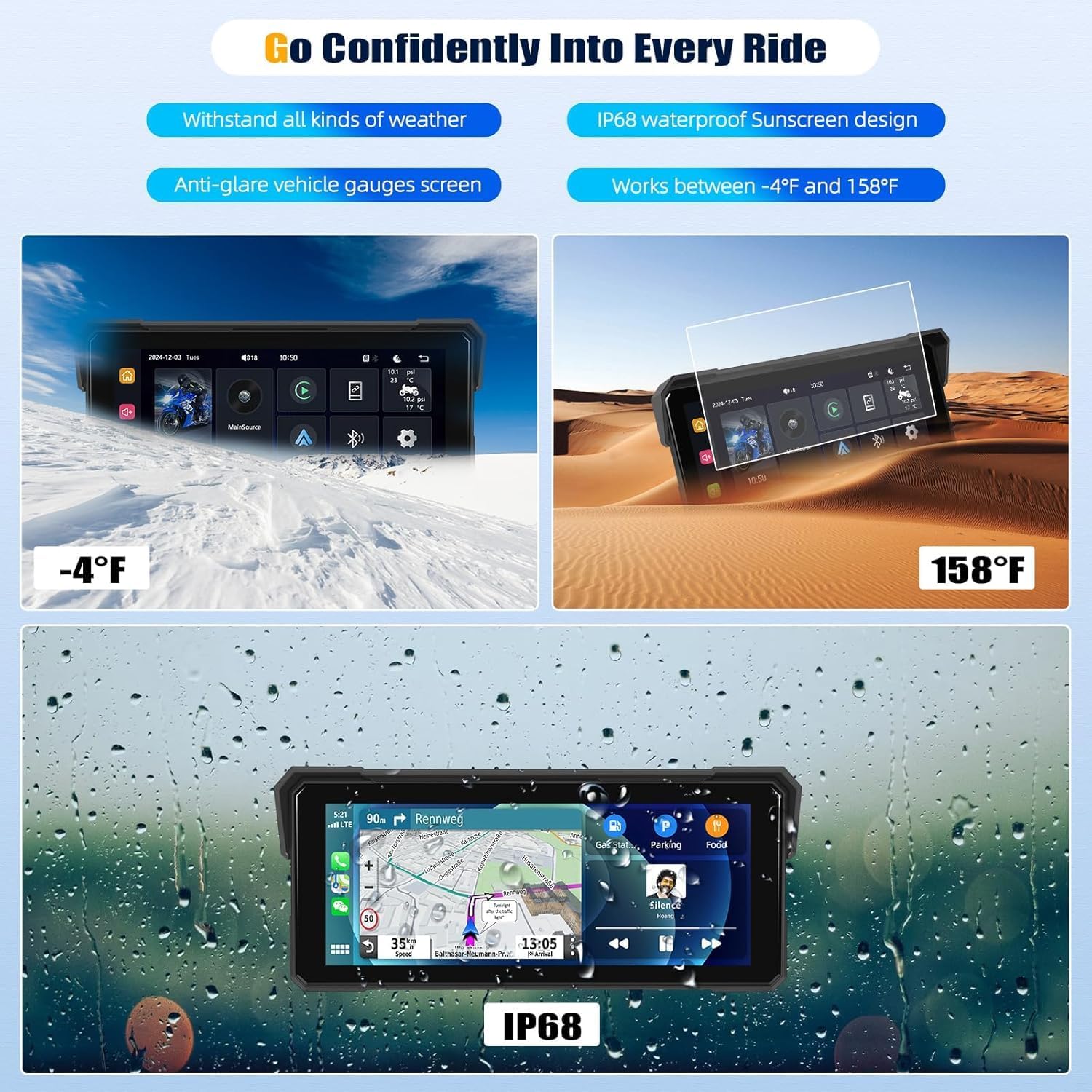 Sixtop Schermo CarPlay Wireless 8.1" per Moto - immagine 4