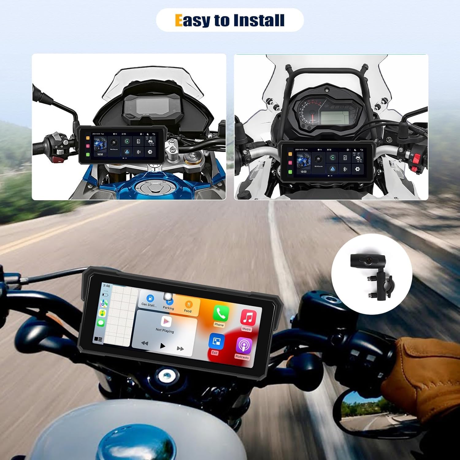 Sixtop Schermo CarPlay Wireless 8.1" per Moto - immagine 6