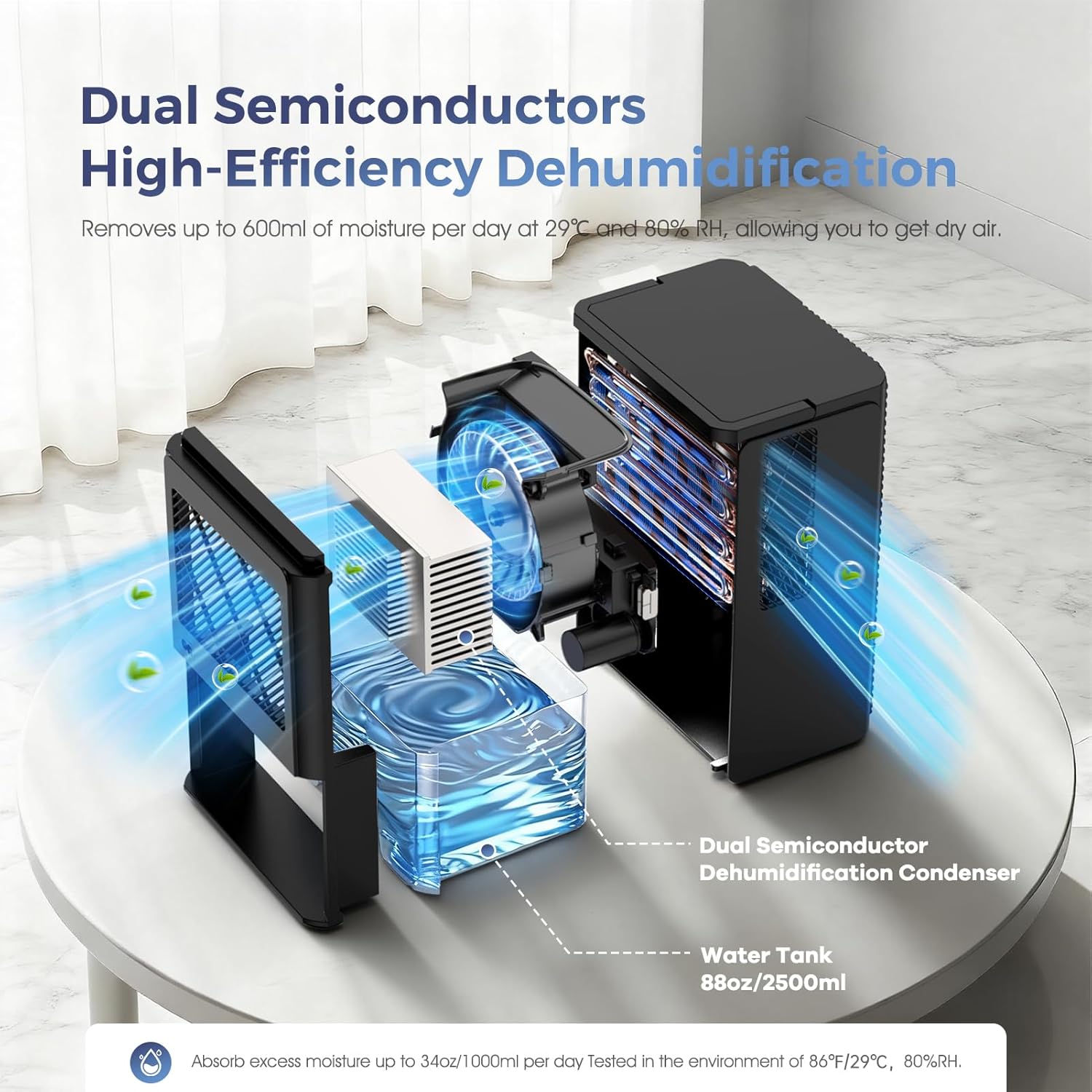 Deumidificatore 2500ML Ultra Silenzioso con Purificatore - immagine 3