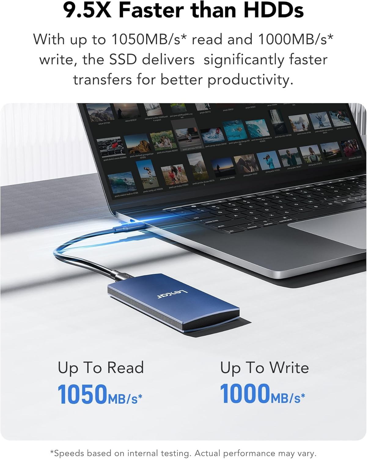 Lexar ES3 SSD Esterno Portatile 2TB, Blu - immagine 2