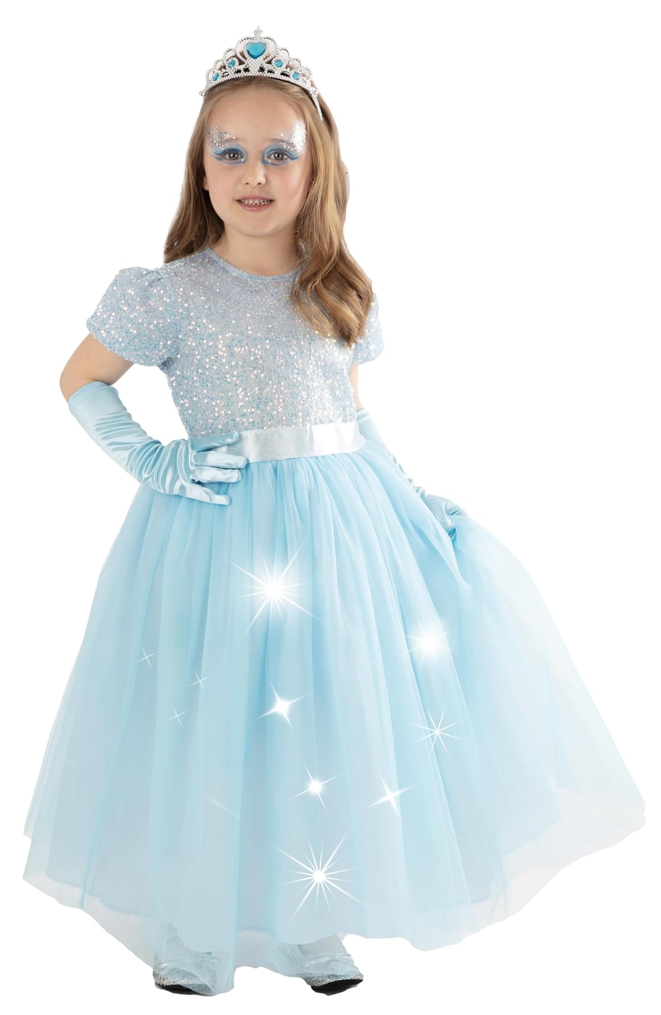 Rubies Costume da principessa con paillettes e accesso blu 3-4 anni