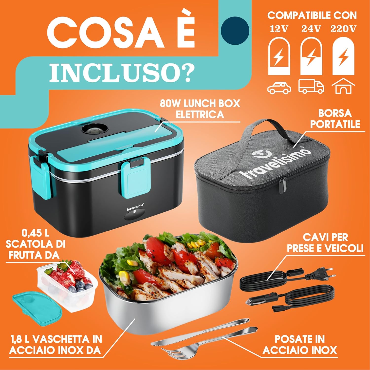 Travelisimo Scaldavivande Elettrico Portatile 1,8L 80W - immagine 5