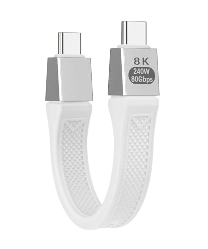 Cavo Piatto Corto USB-C a USBC 240W 13CM Bianco