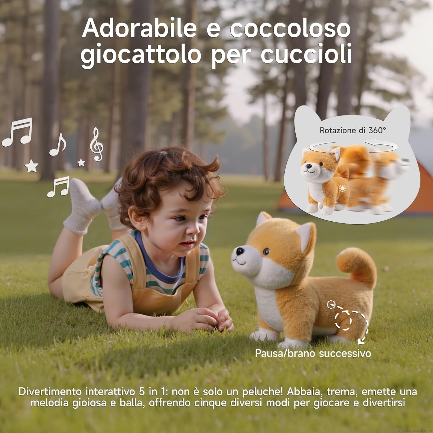 Cagnolino di Peluche Interattivo - Abbaia e Canta - immagine 3