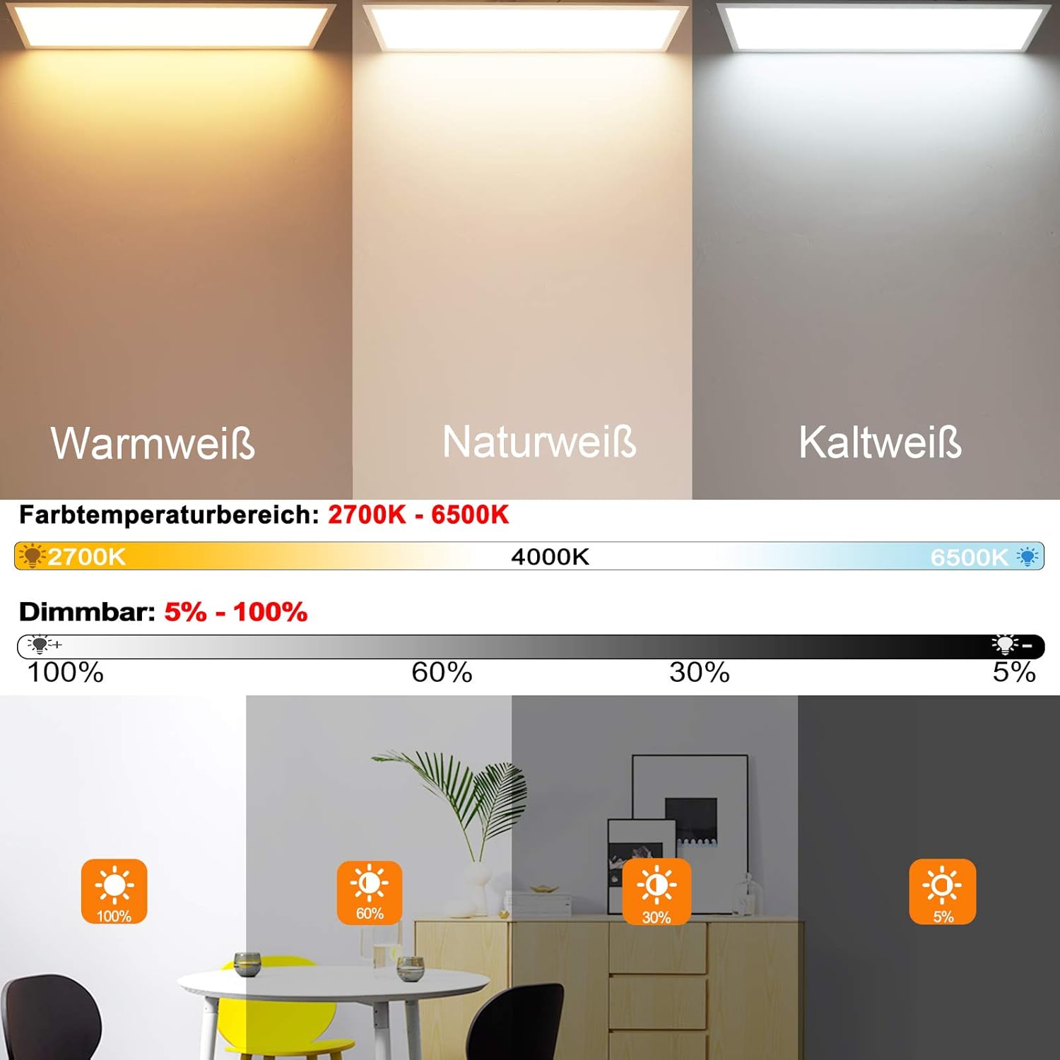 Aimosen Plafoniera LED Soffitto Dimmerabile 100x25 cm - immagine 3