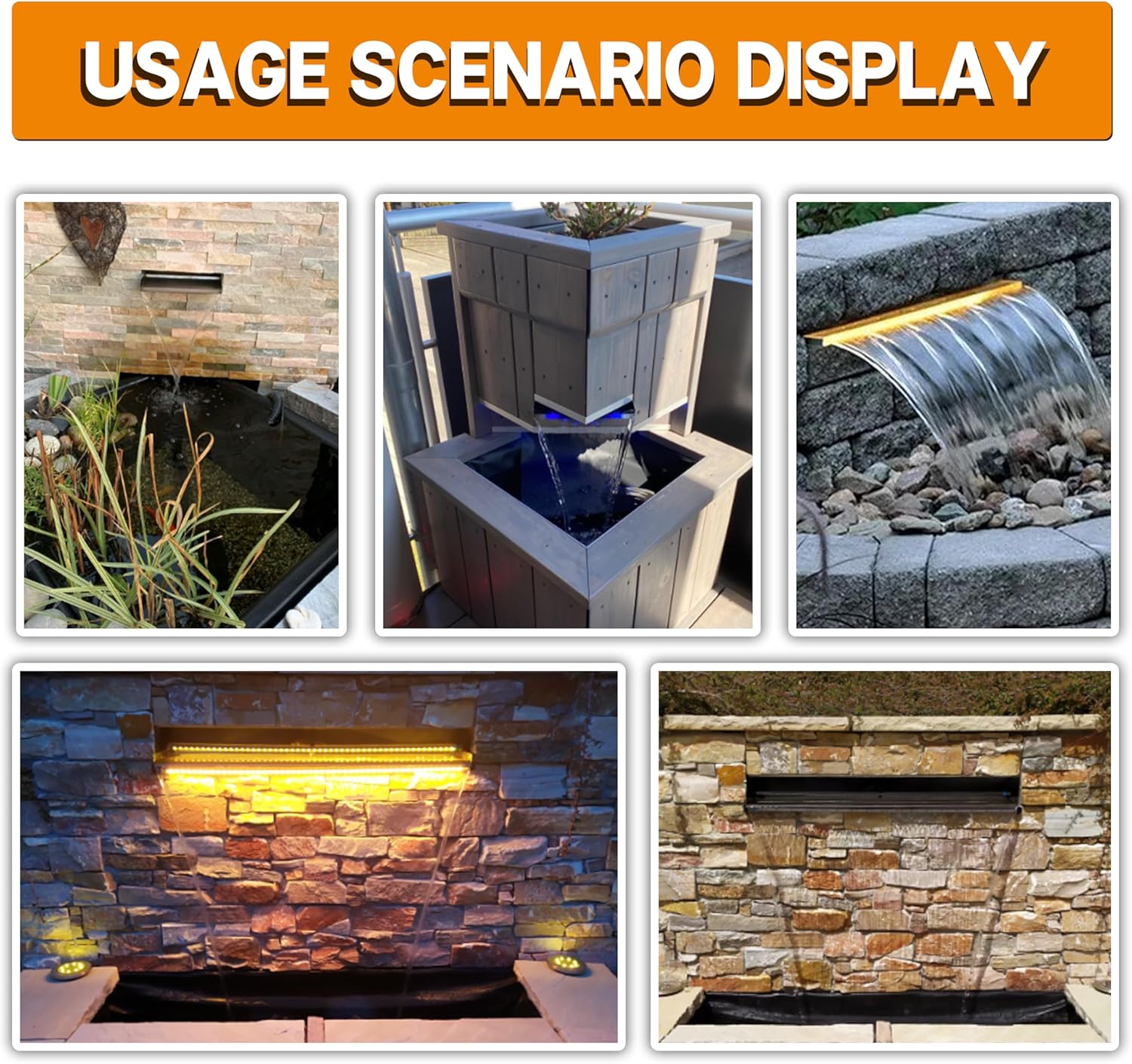 Longrunnew Kit Cascata Piscina Laghetto in Acciaio Inox - immagine 5