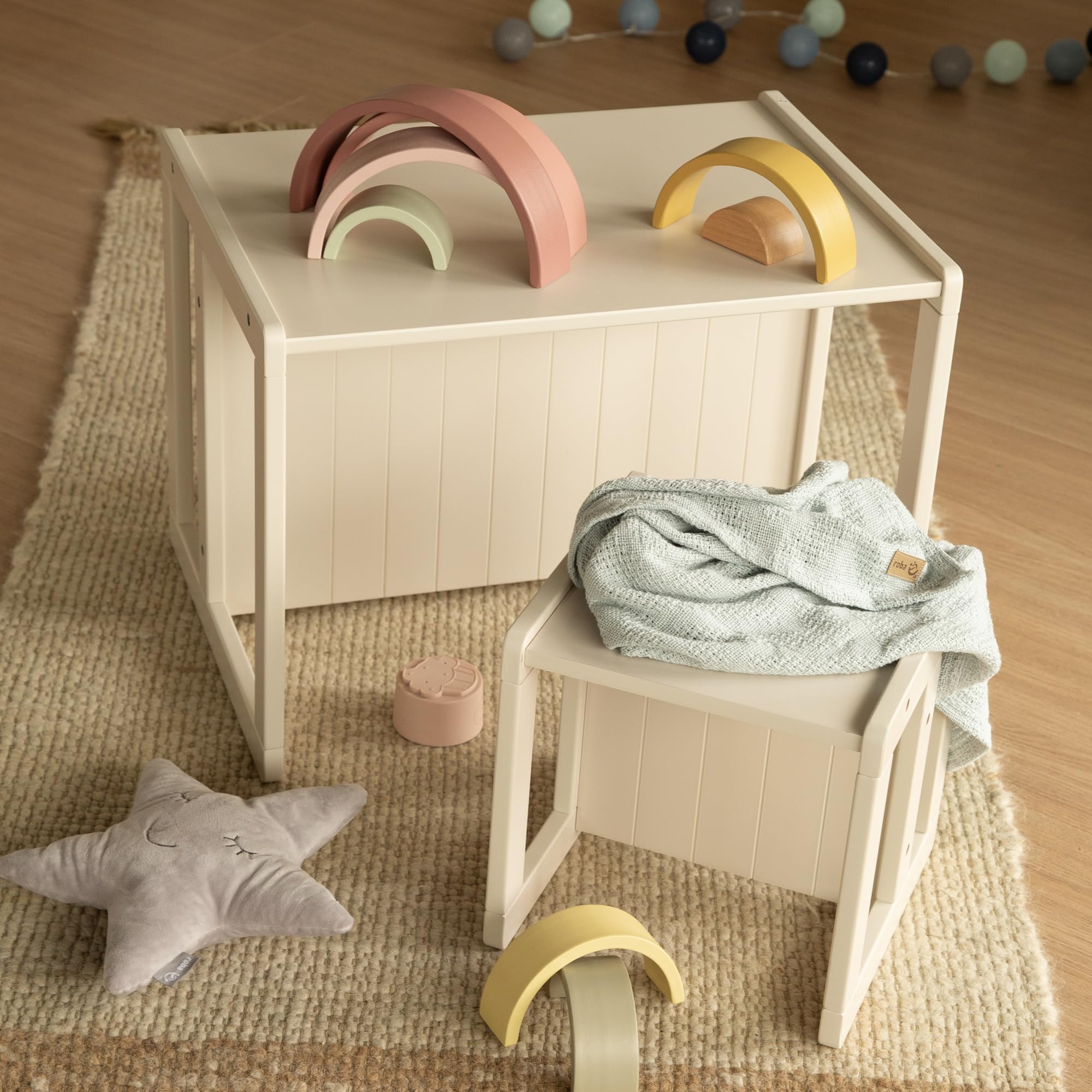 Roba Panca per Bambini Reversibile, Beige/Cashmere