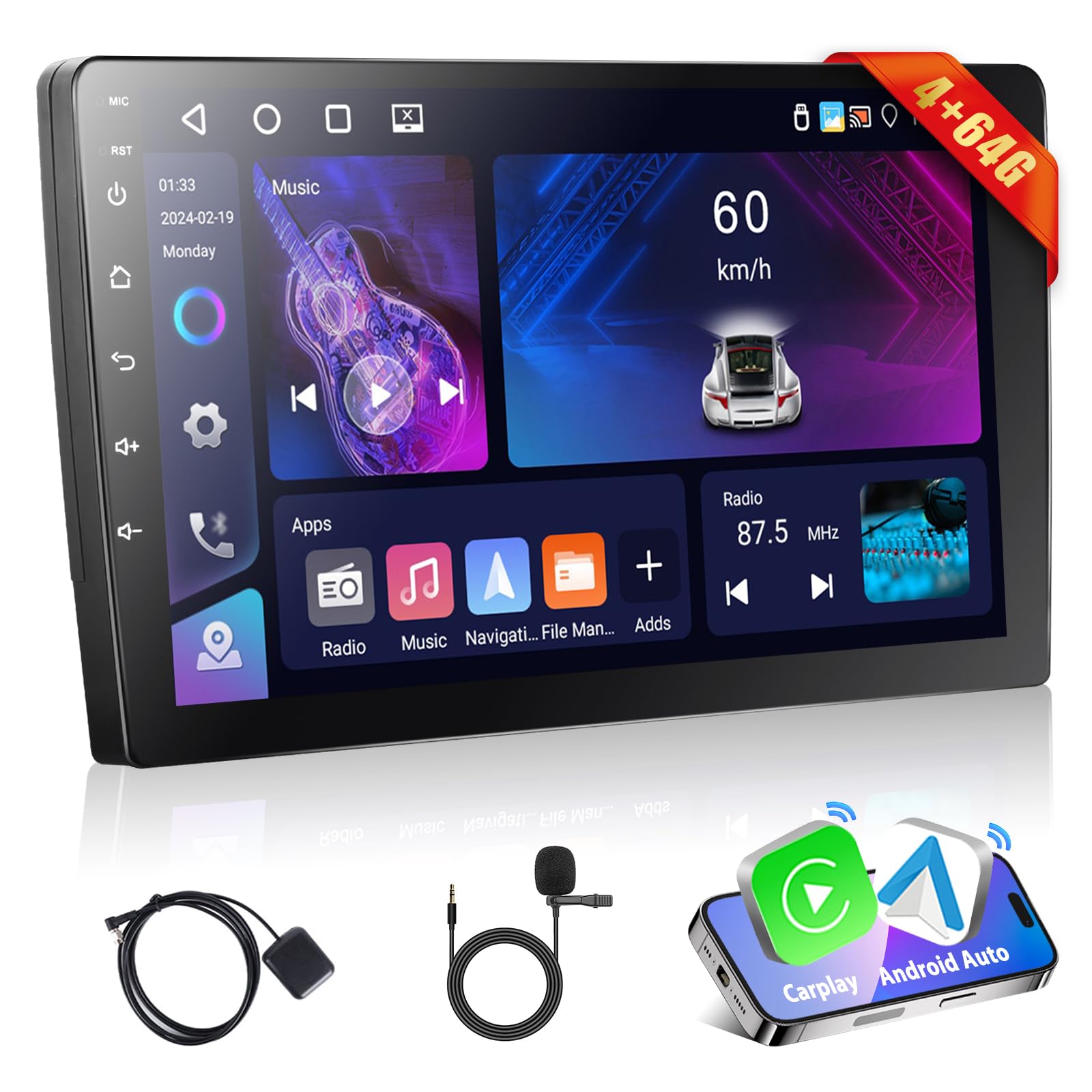 Podofo Autoradio 2 DIN Android 13 - Schermo 9"