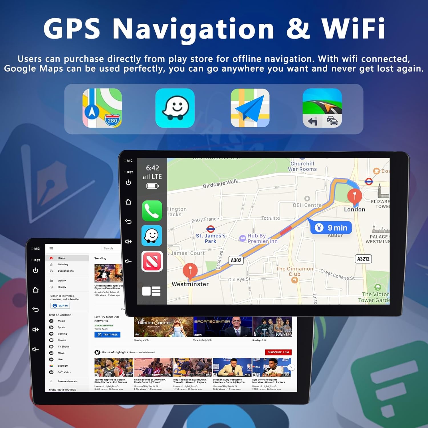 Podofo Autoradio 2 DIN Android 13 - Schermo 9" - immagine 3