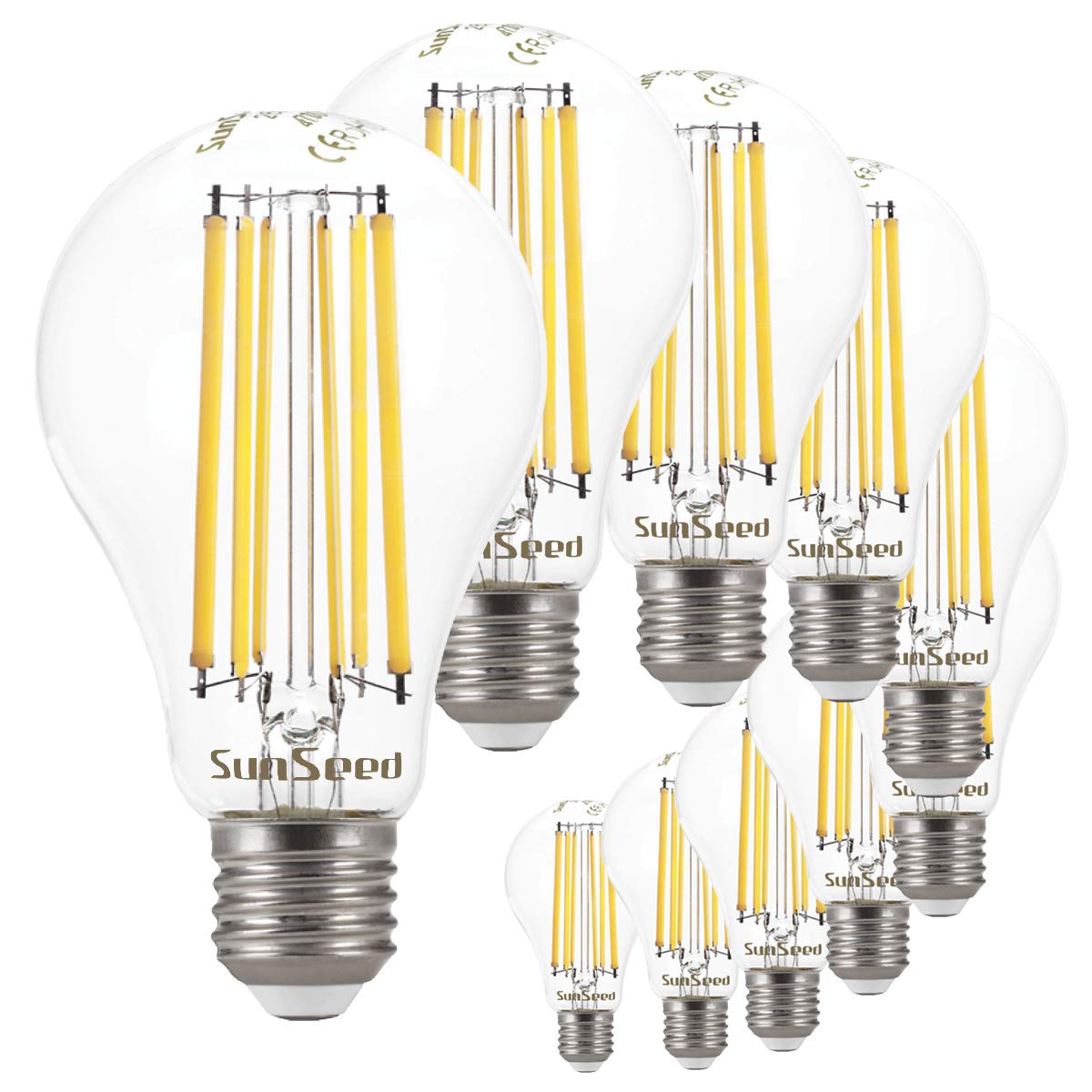 Sunseed 10x Lampadina E27 Filamento LED 13W 4000K