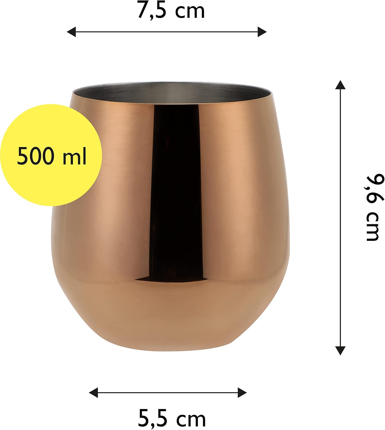 Echtwerk Set 6 Bicchieri Vino/Acqua Acciaio Inox, Rame - immagine 2