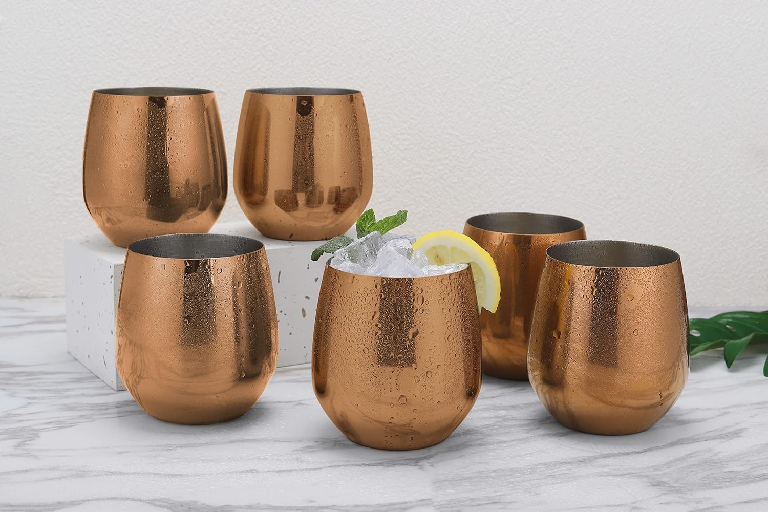Echtwerk Set 6 Bicchieri Vino/Acqua Acciaio Inox, Rame - immagine 5