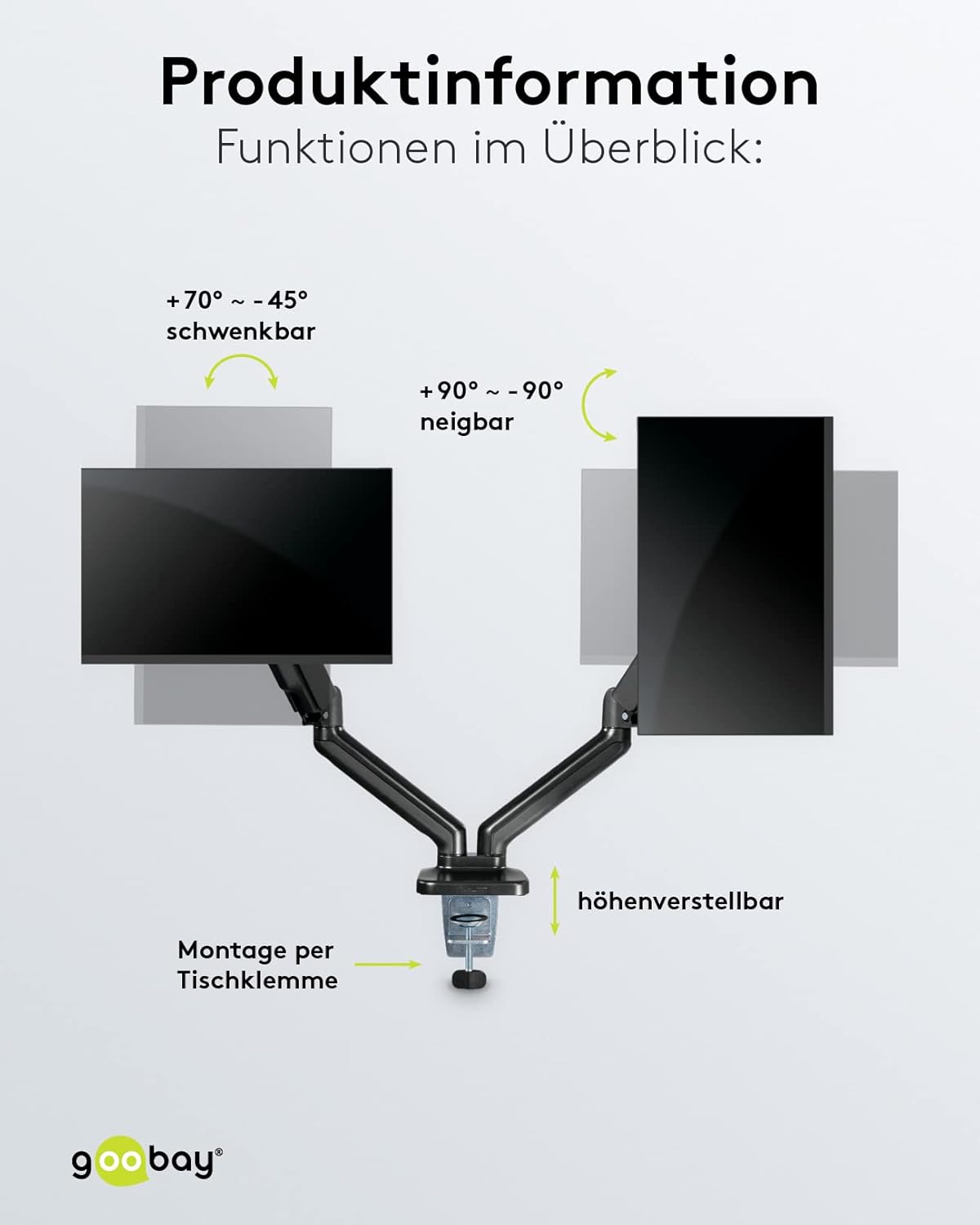 Goobay 58531 support d'écran plat pour bureau 81,3 cm (32") Noir - immagine 6