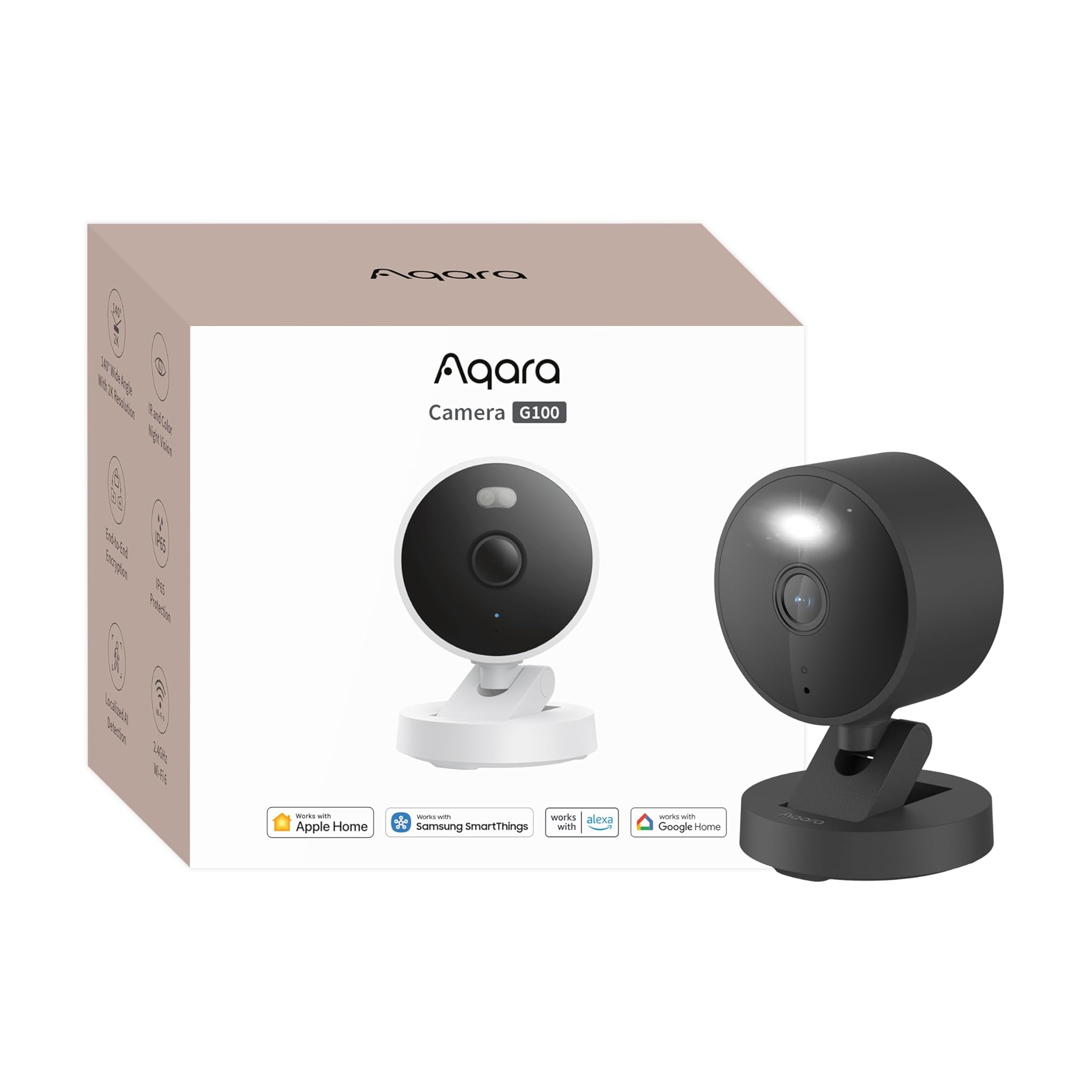 Aqara G100 - Telecamera di Sicurezza 2K Interni/Esterni, Nera