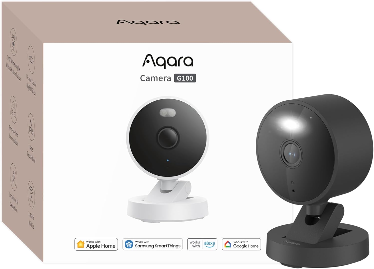 Aqara G100 - Telecamera di Sicurezza 2K Interni/Esterni, Nera - immagine 1