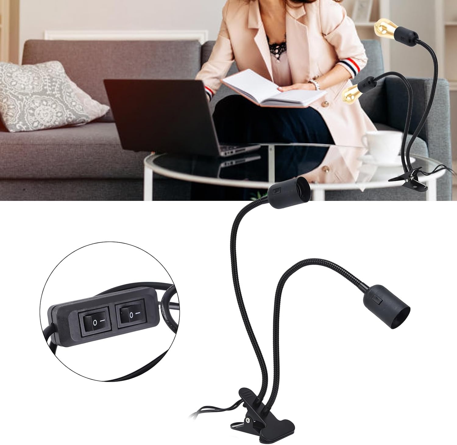 Portalampada da Tavolo E27/E26 a Doppia Testa - immagine 4