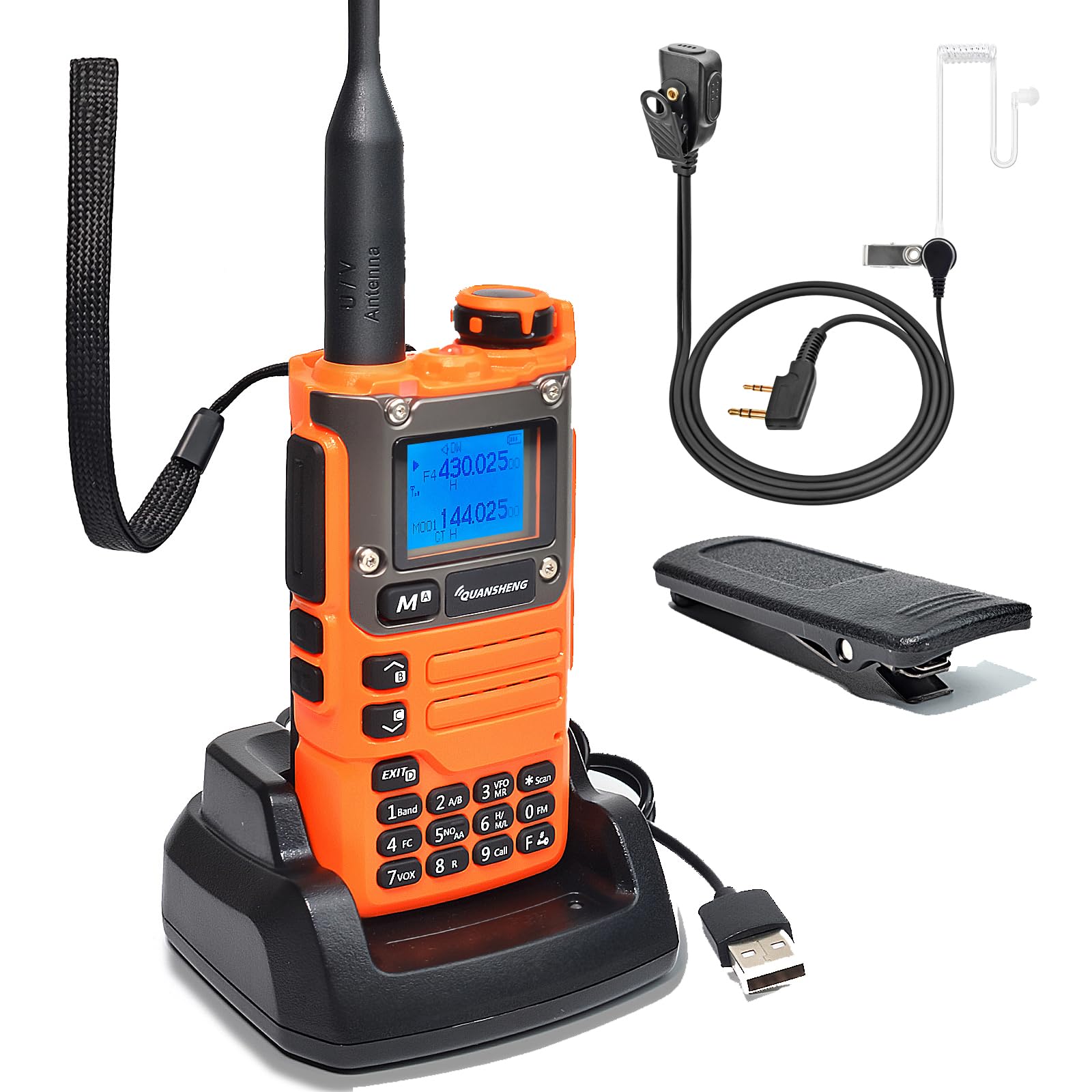 Quansheng UV-K5 (8) Walkie Talkie Portatile VHF UHF, Orange