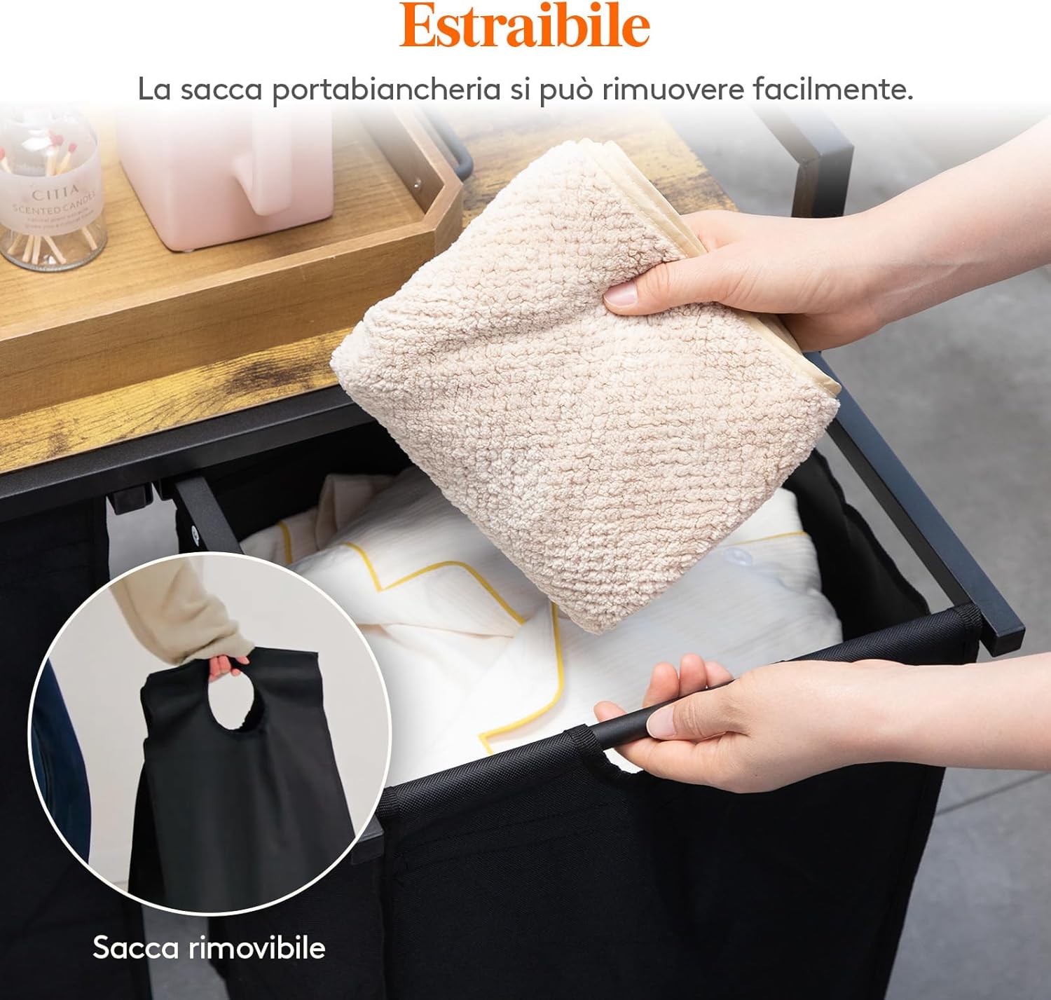 Lifewit Cesto Portabiancheria 2 Scomparti 95L Nero - immagine 4