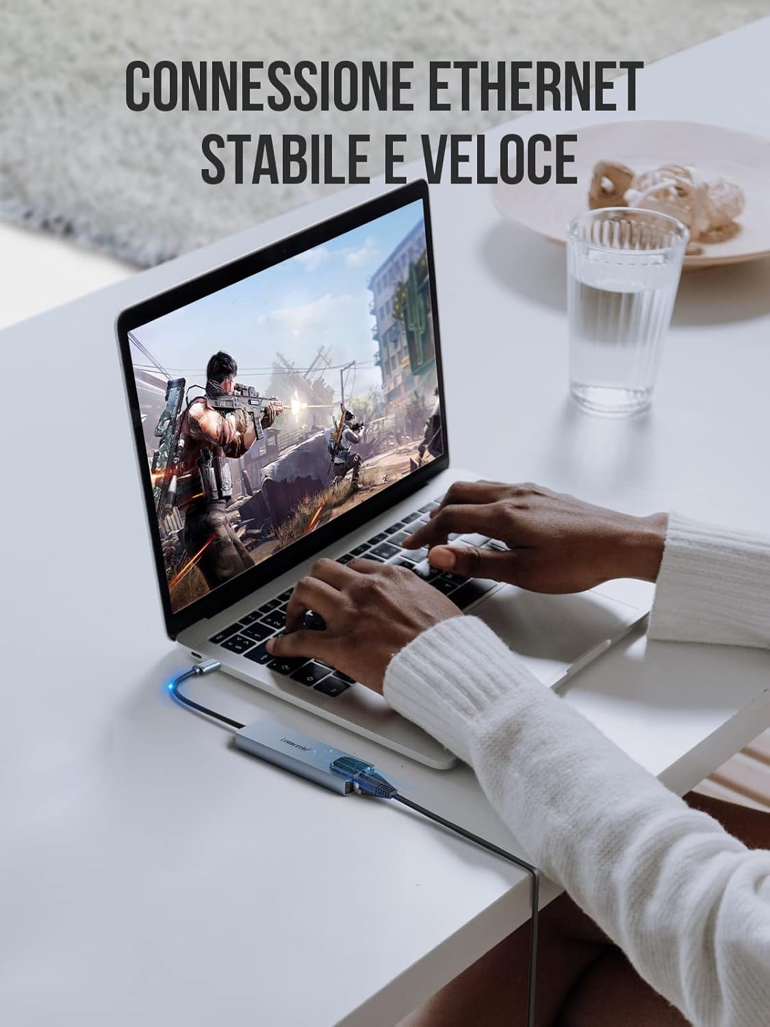 Lemorele Hub USB C Gigabit Ethernet 5-in-1 Alluminio - immagine 3