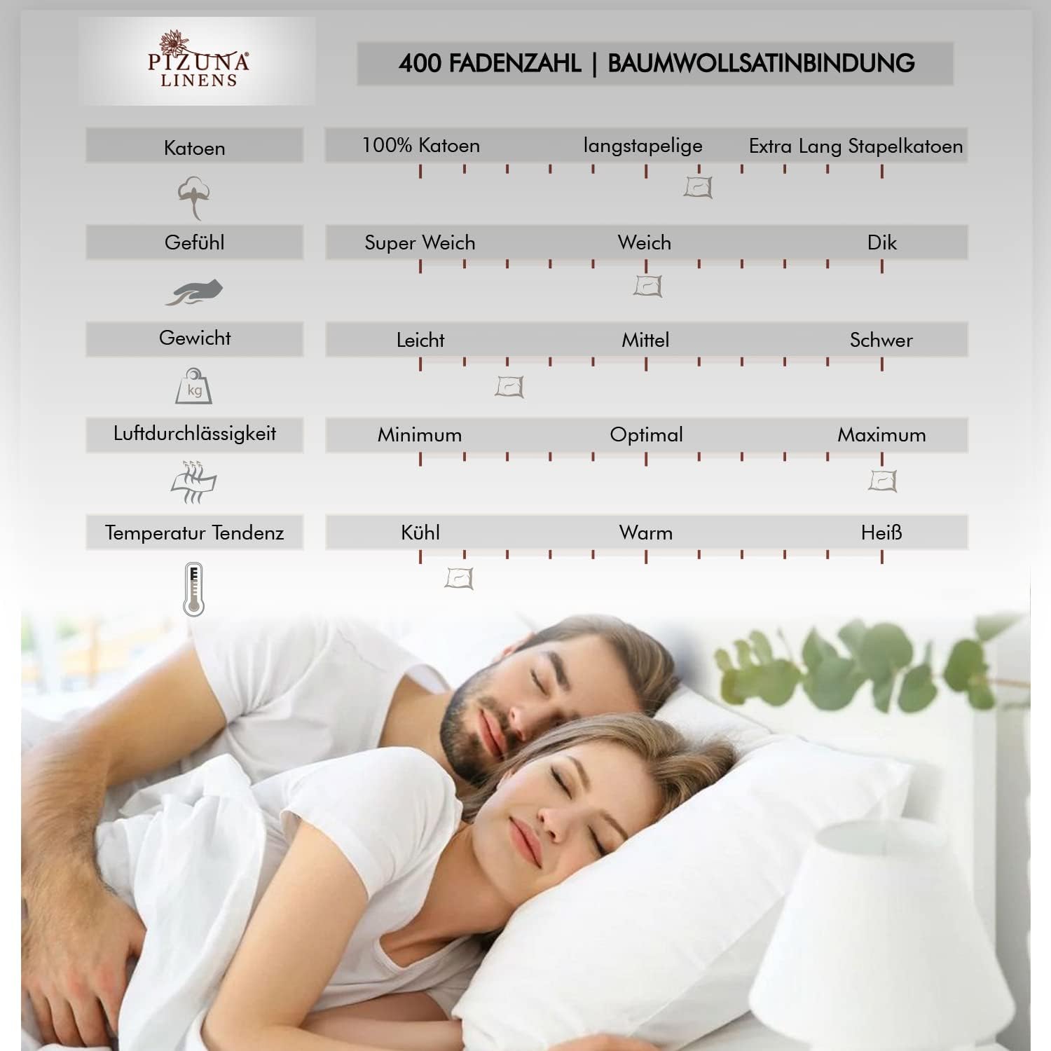 Pizuna Lenzuolo con Angoli in Cotone 160x200cm, Gris Pardo - immagine 4