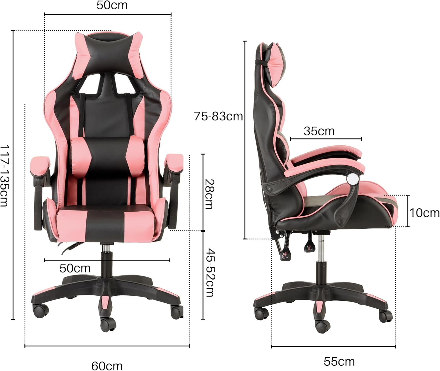 Baroni Home Sedia da Gaming Ergonomica, Rosa - immagine 3
