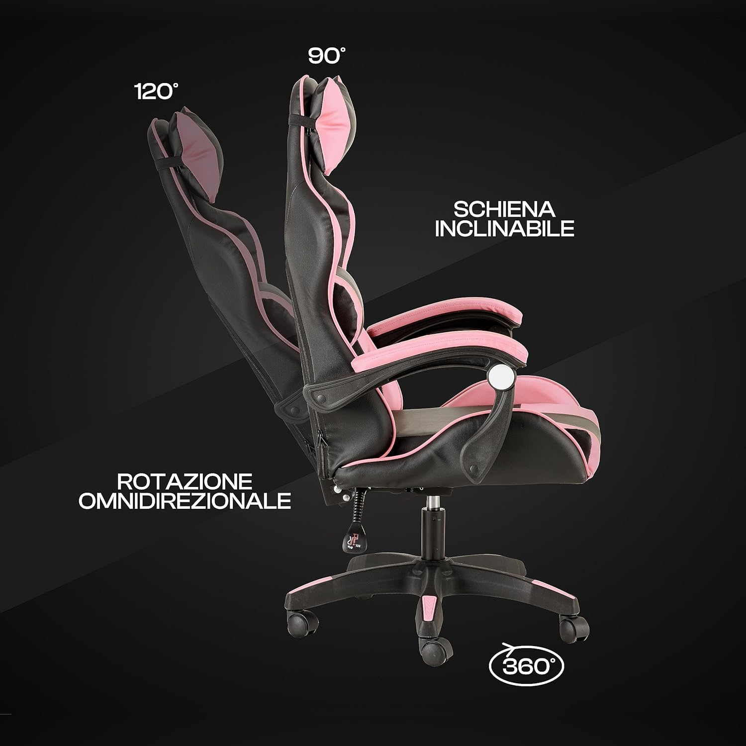 Baroni Home Sedia da Gaming Ergonomica, Rosa - immagine 5