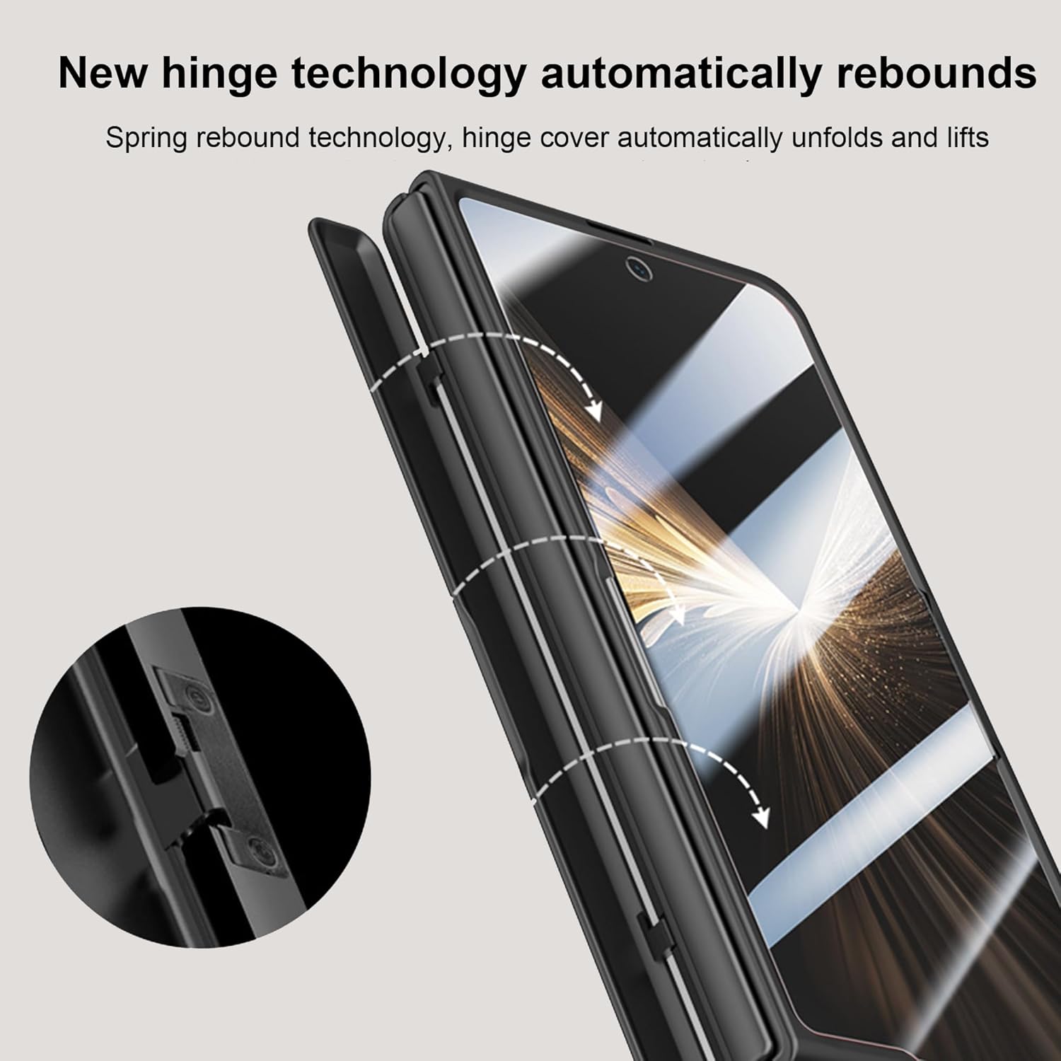 Cover per Honor Magic V5 con Supporto e Vetro Temperato, Nero - immagine 3