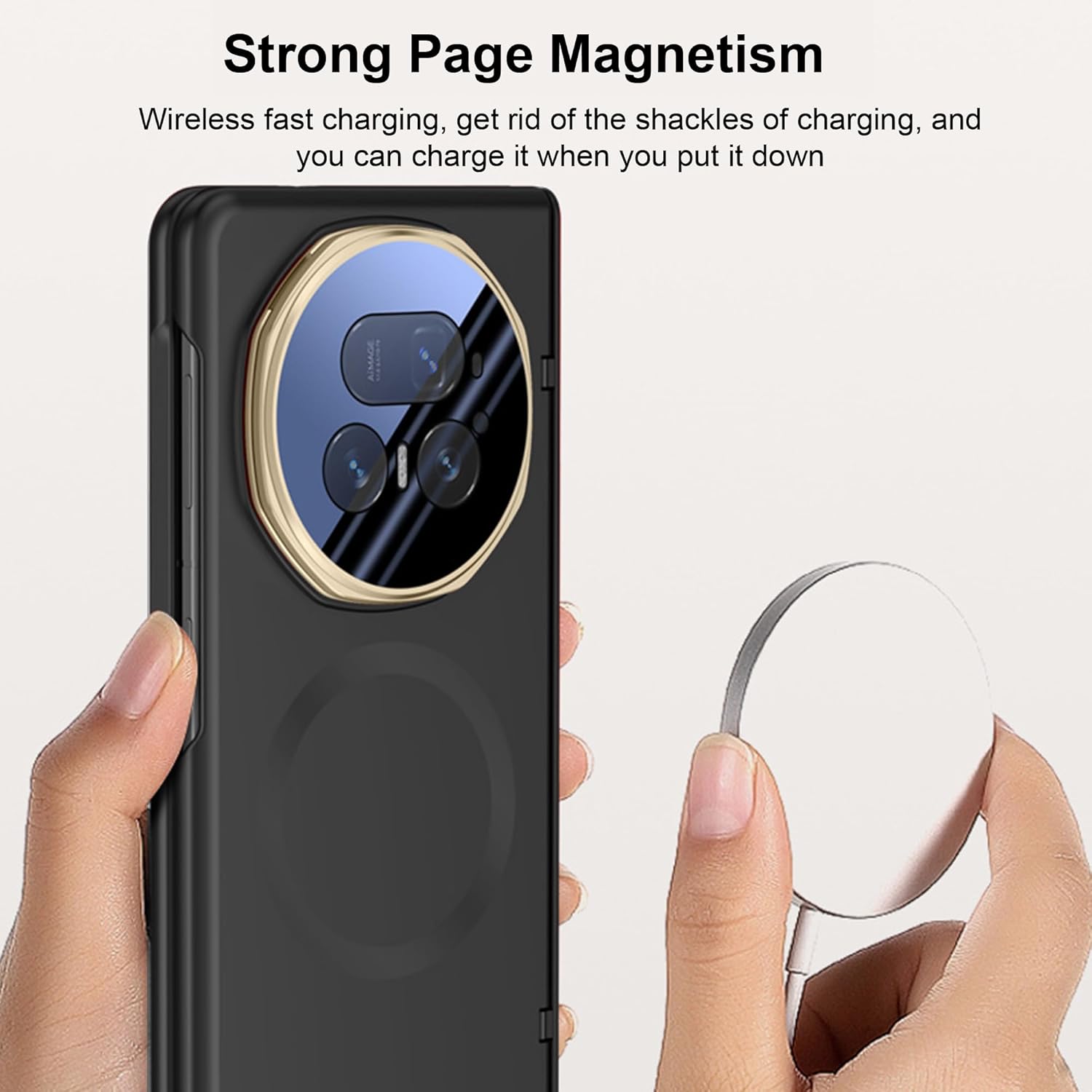 Cover per Honor Magic V5 con Supporto e Vetro Temperato, Nero - immagine 4