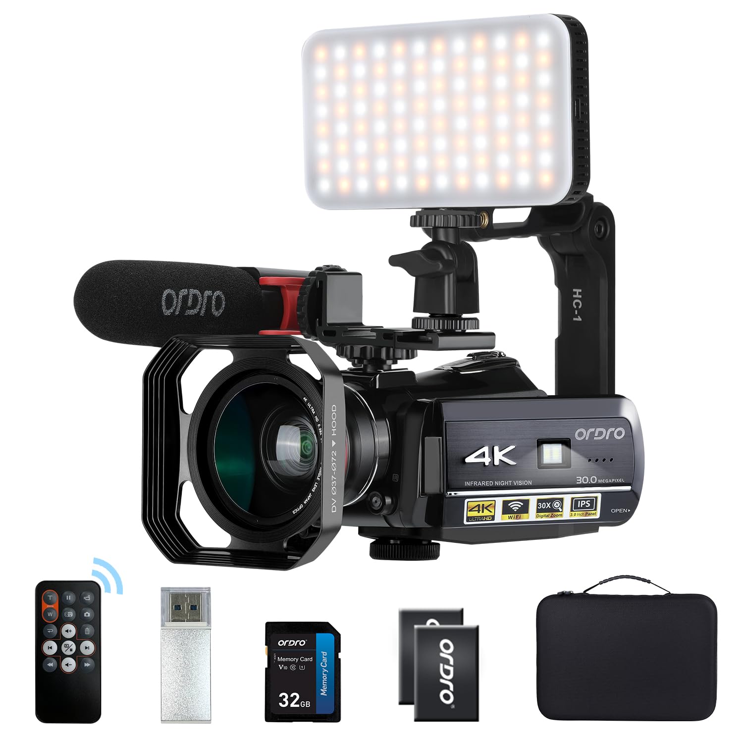 Ordro 4K AC3 - Videocamera Vlog IR Visione Notturna