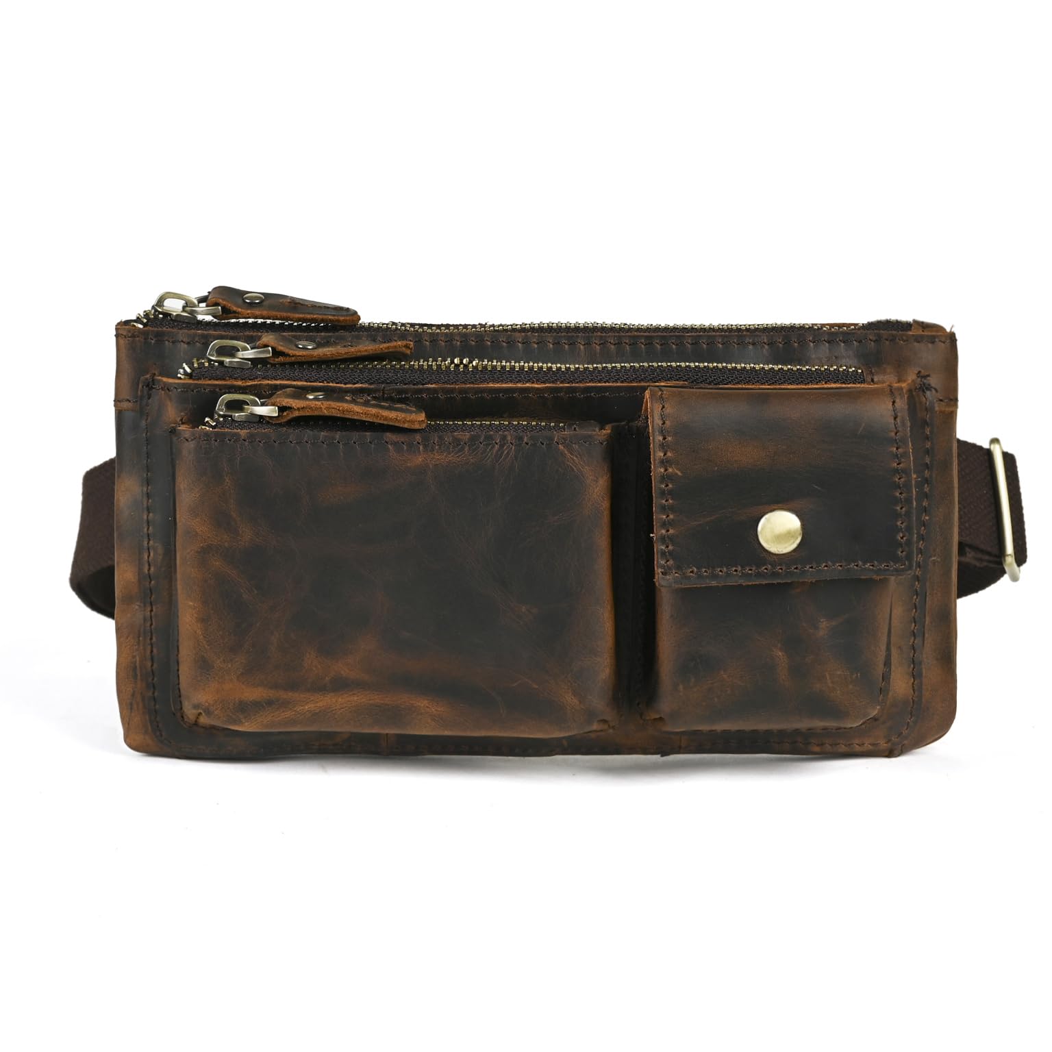 Fanny Waist Pack in Vera Pelle, Marrone