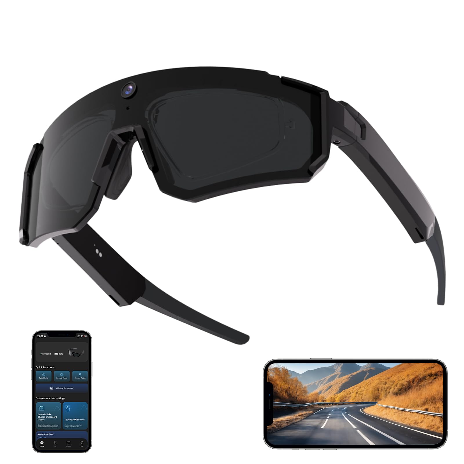AI Smart Glasses con Fotocamera 4K HD