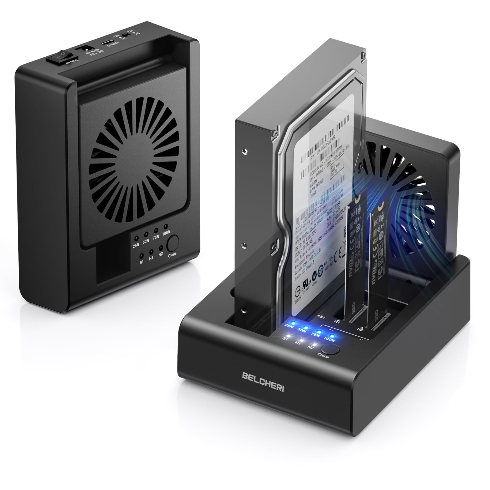 Dock Duplicatore USB 3.2 Gen 2 10 Gbps per M.2 NVMe SSD e SATA