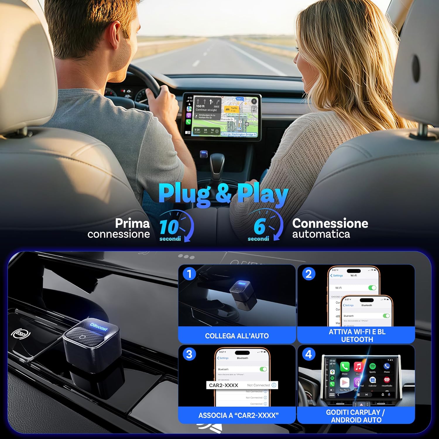 Ottocast Mini Core 2-in-1 Wireless CarPlay & Android Auto - immagine 6