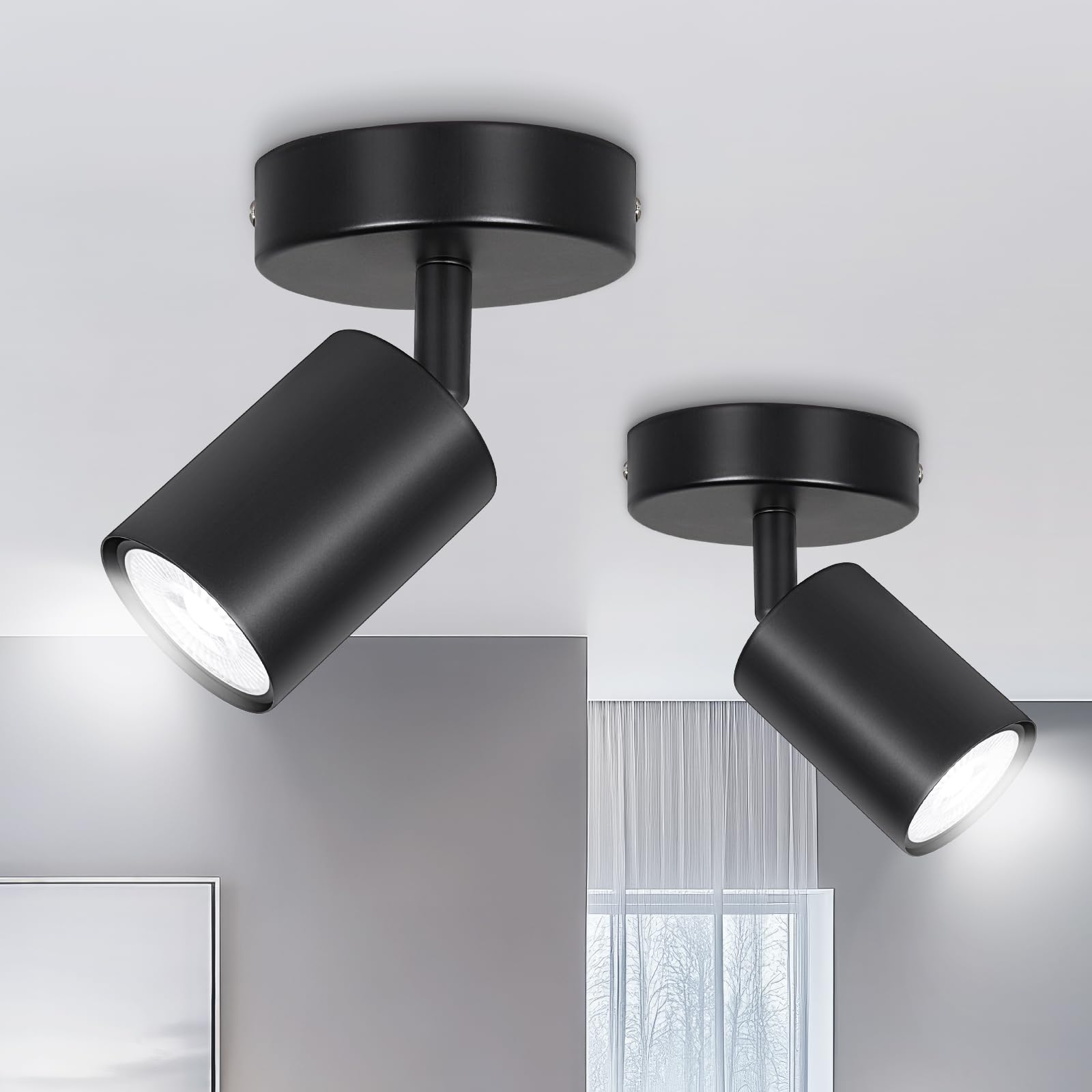 Faretti da Soffitto Orientabili Neri GU10 (2 pz)