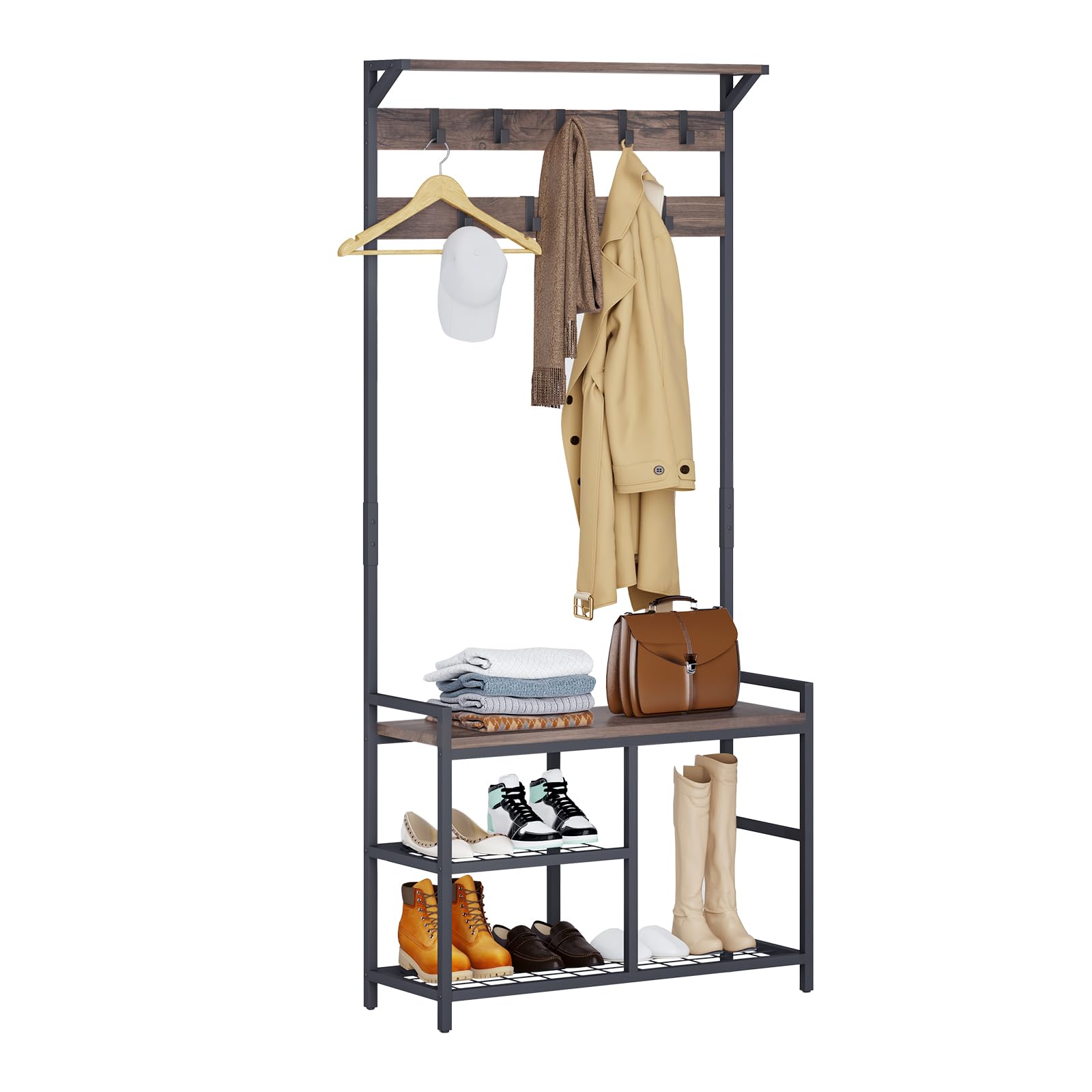 Leader Accessories Stand Appendiabiti in Legno con Scarpiera