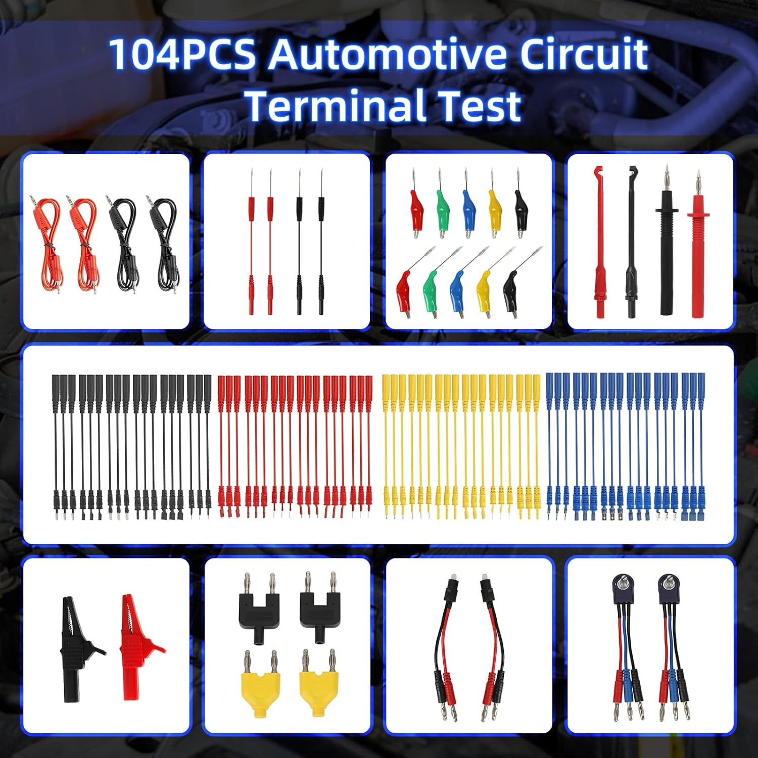 Kit Cavi di Prova per Multimetro e Circuiti Auto - 104 Pezzi - immagine 2