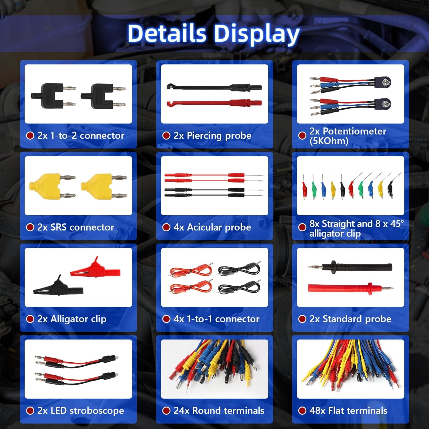 Kit Cavi di Prova per Multimetro e Circuiti Auto - 104 Pezzi - immagine 4