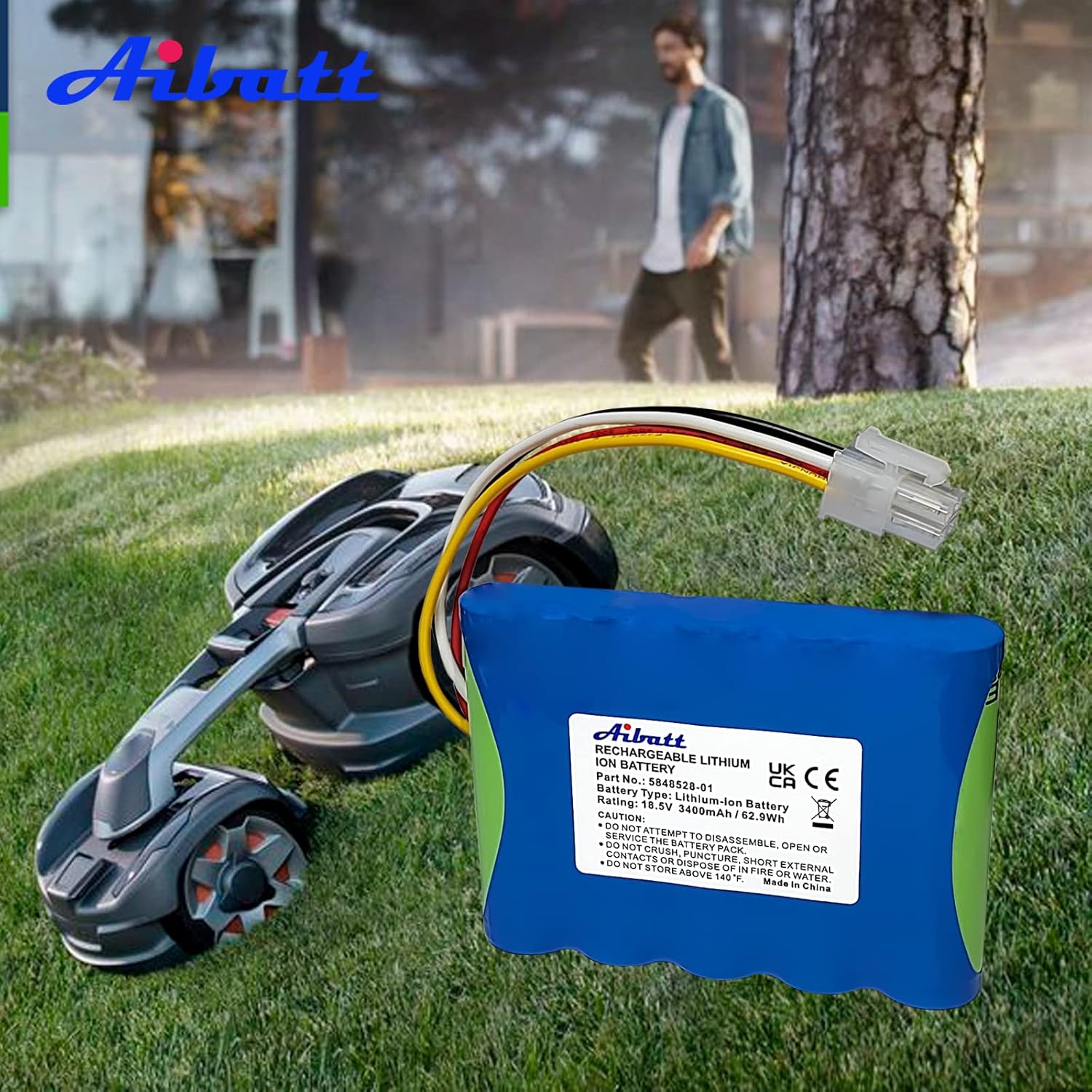 Aibatt Batteria Ricambio Robot Tosaerba 18,5V 3400mAh - immagine 6