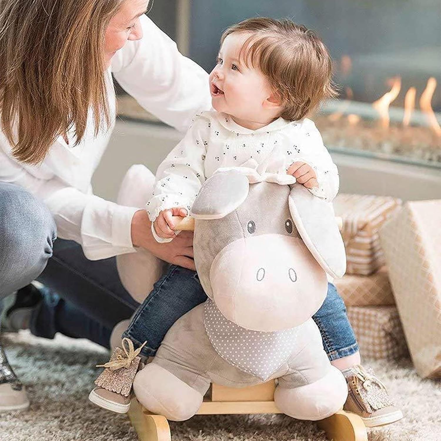 Nattou Dondolo per Bambini Asinello Cappuccino - immagine 5