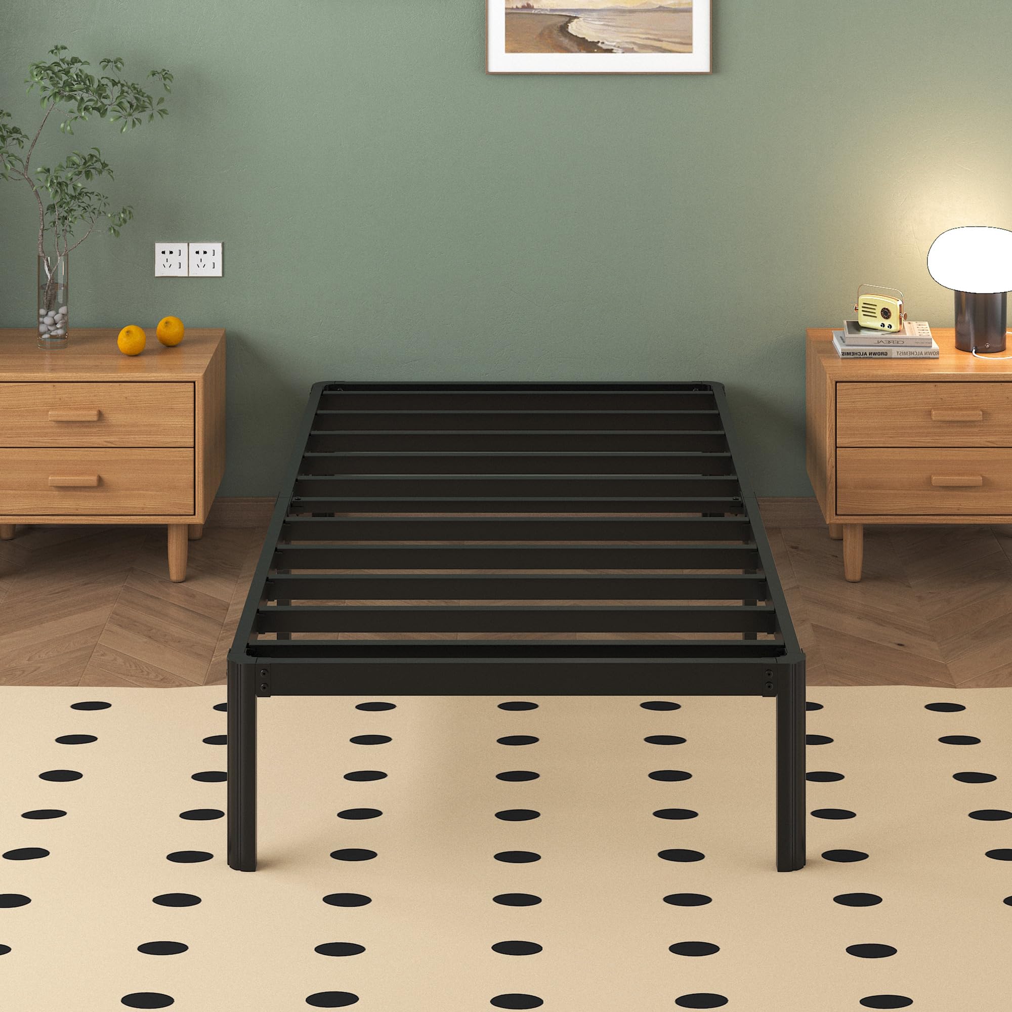 Lutown Telaio Letto Singolo 90cm con Gambe Arrotondate