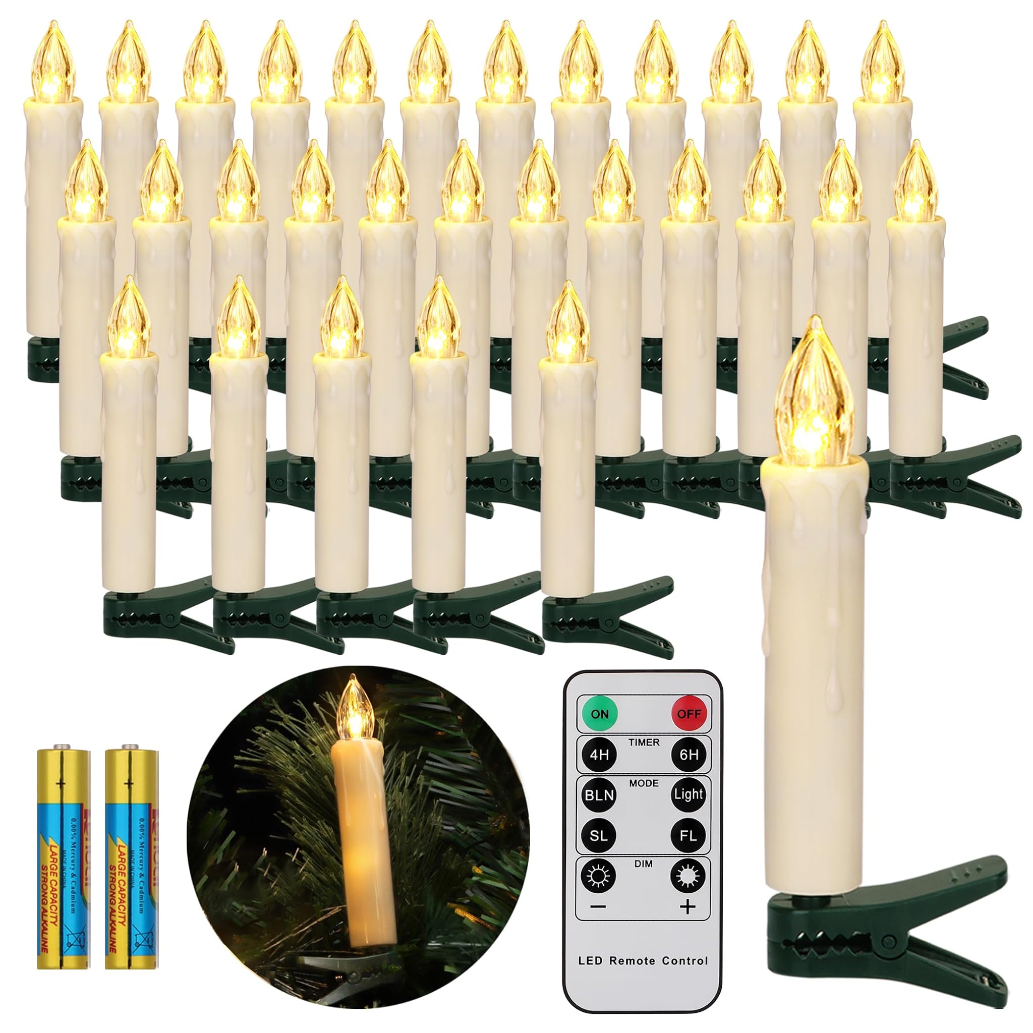 FREEPOWER 30 Candele LED Albero di Natale con Telecomando