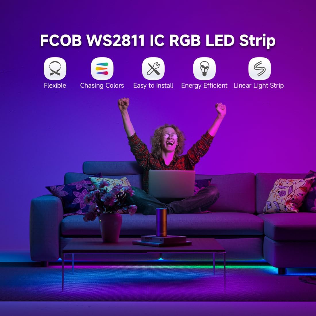 Btf-lighting FCOB COB RGB WS2811 Striscia LED 5M - immagine 6