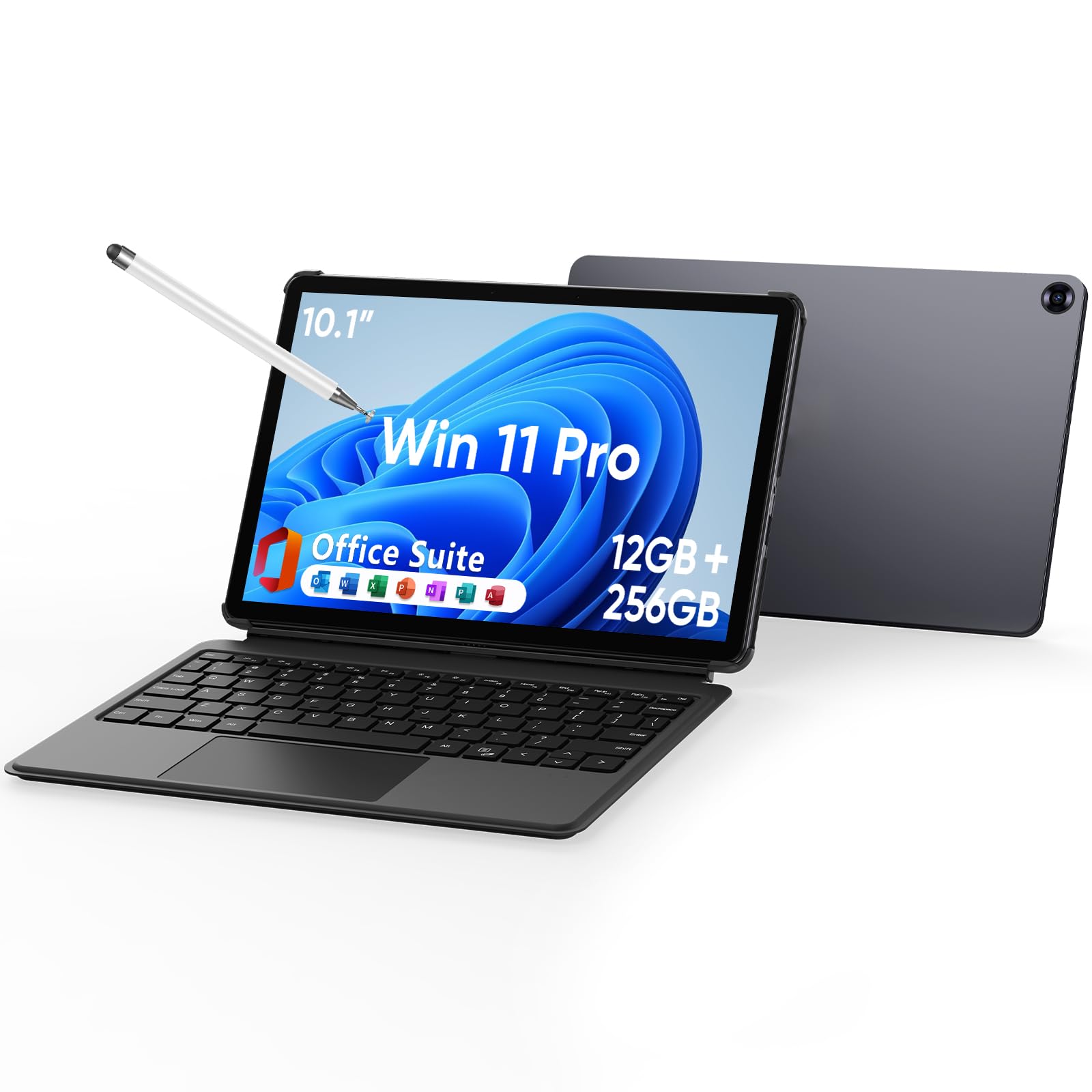 10,1" 2 in 1Tablet 12 GB RAM, 256 GB SSD, Win 11 Pro Processore Inte M3-8100Y (fino a 3,40 GHz) |Touch screen con pennino e tastiera | WiFi 5,BT5,HDMI (Tabletta 10,1" con tastiera e pennino)