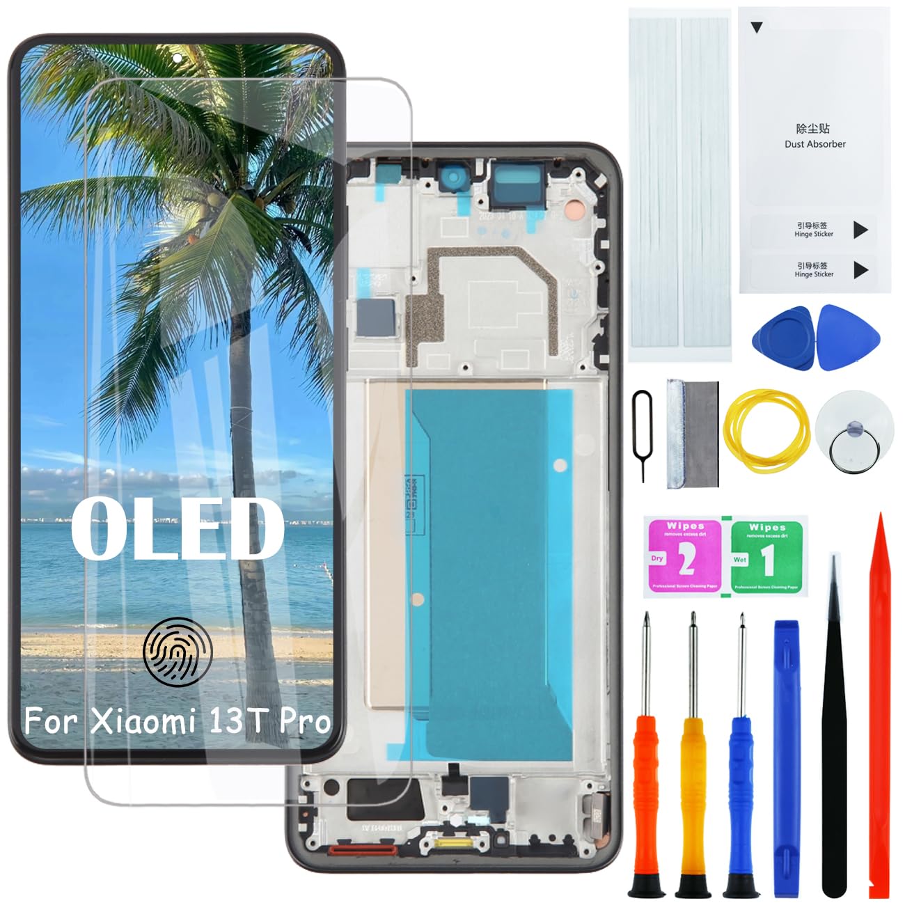 H&LYCYJ Display per Xiaomi 13t Pro 5G OLED, Nero