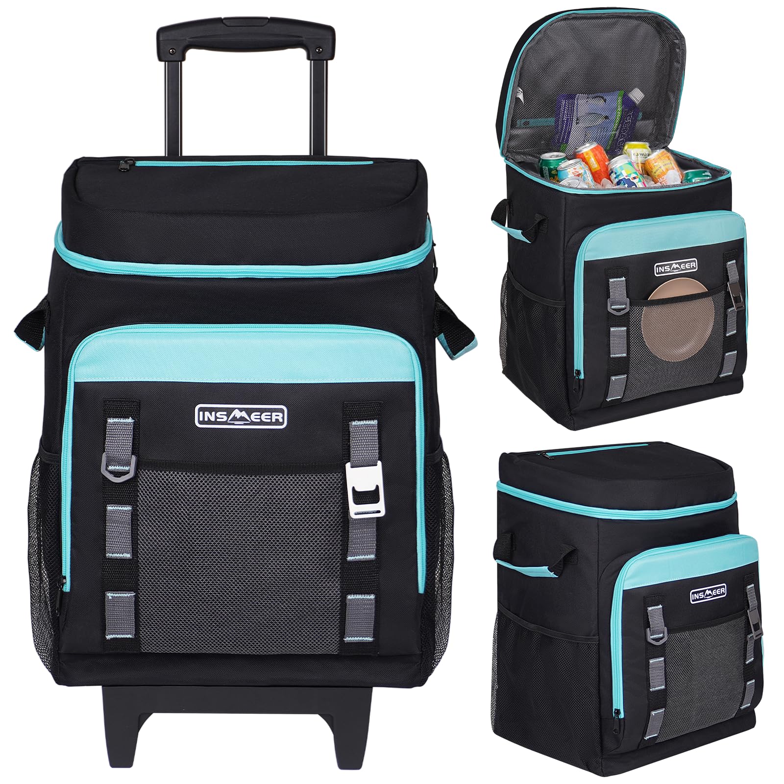 Borsa Termica con Ruote 50L/80 Cans, Pieghevole