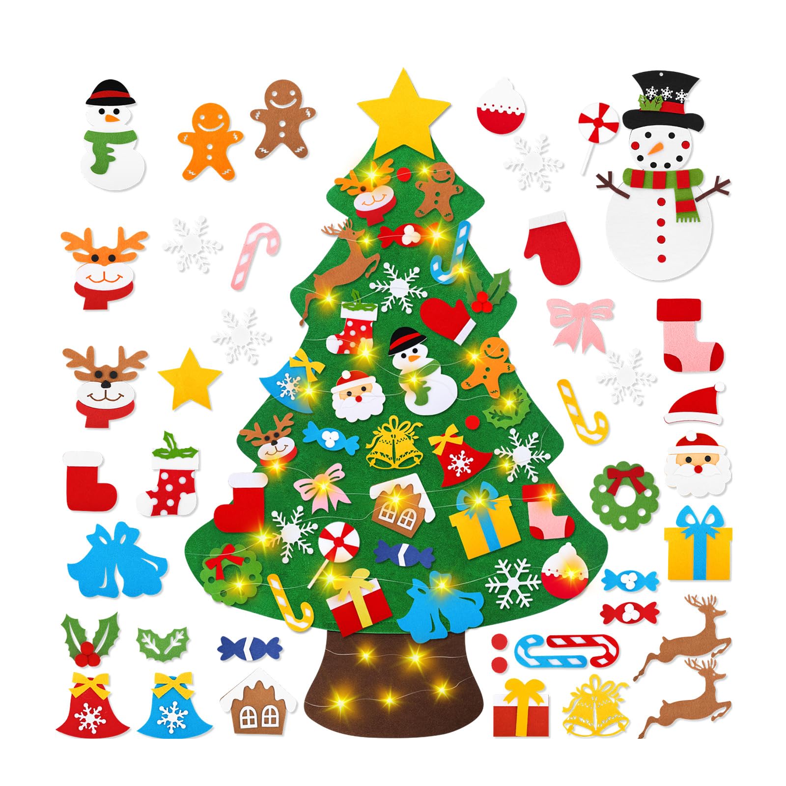 Albero di Natale in Feltro Fai da Te 3,34 Ft con Luci