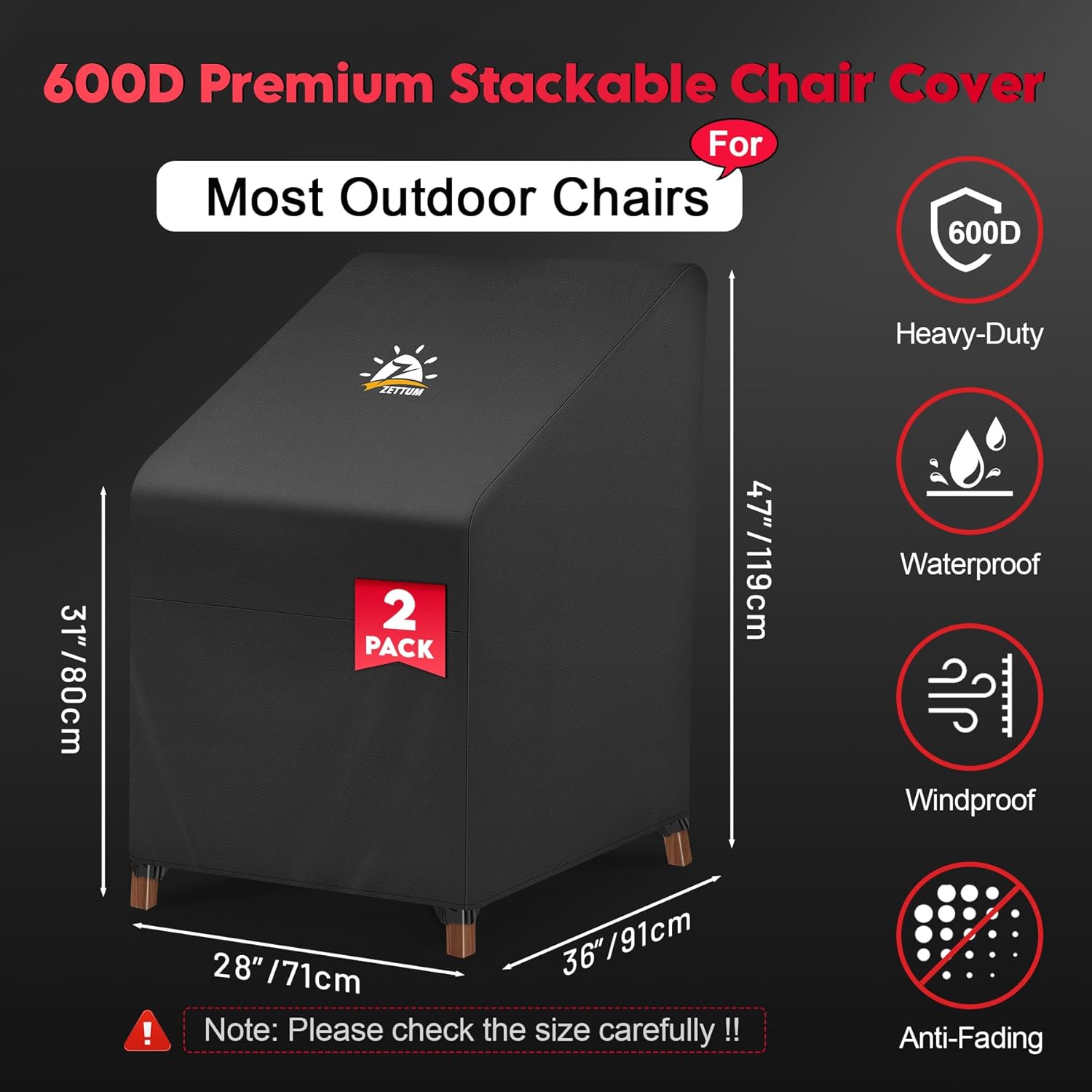 Zettum Copertura Sedie Esterno Impilabili 2 Pezzi - immagine 2