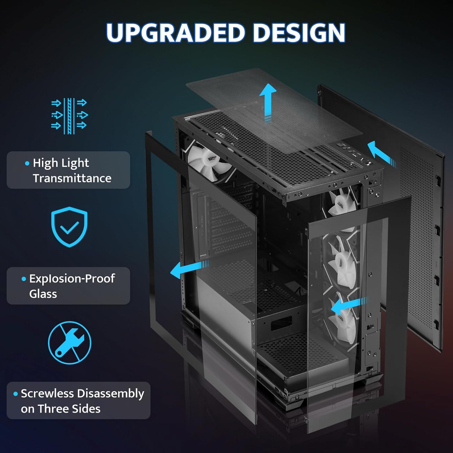 Darkflash Case Mid-tower ATX PC DS900, Nero - immagine 2