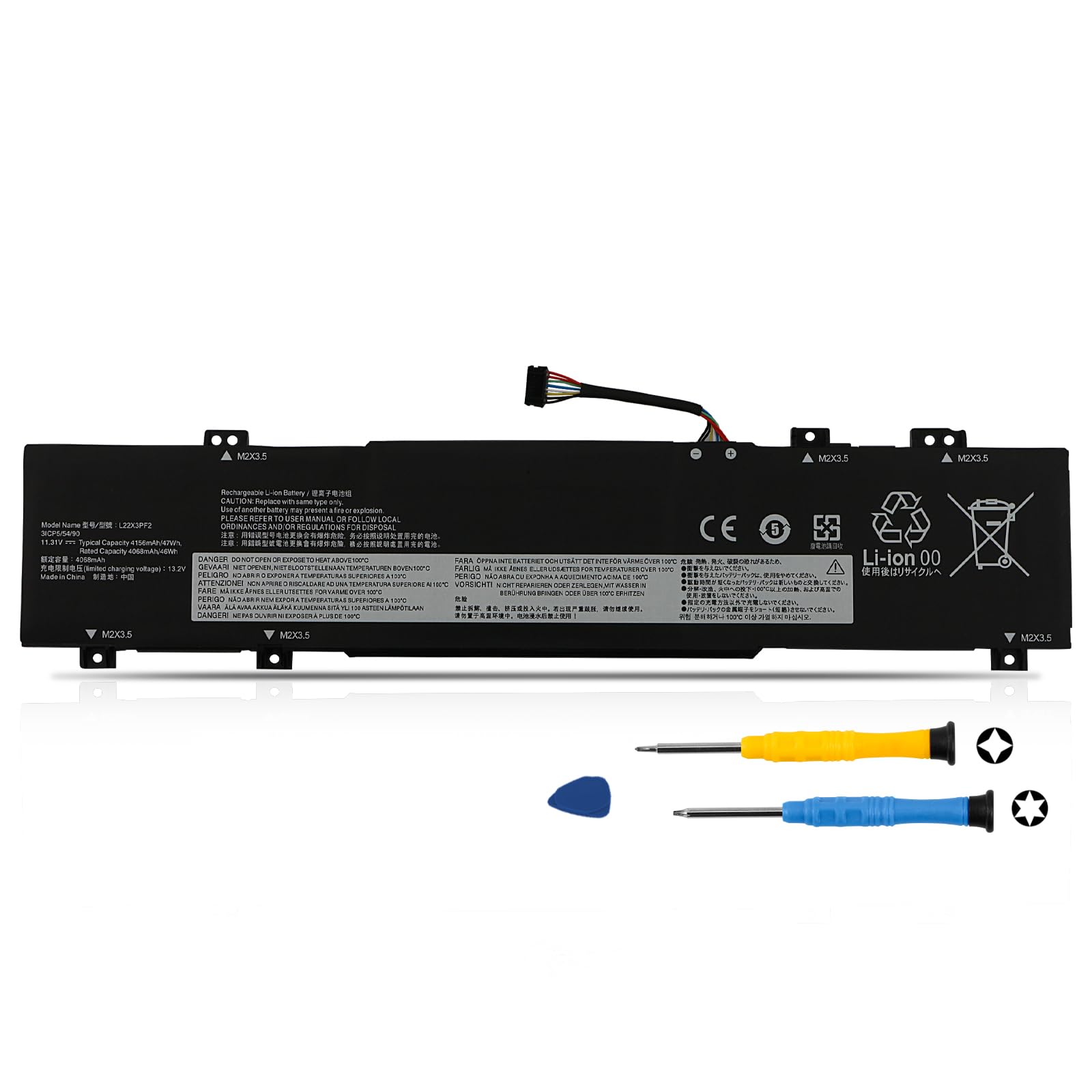 K Kyuer Batteria Laptop 47Wh per Le-novo IdeaPad Slim 3