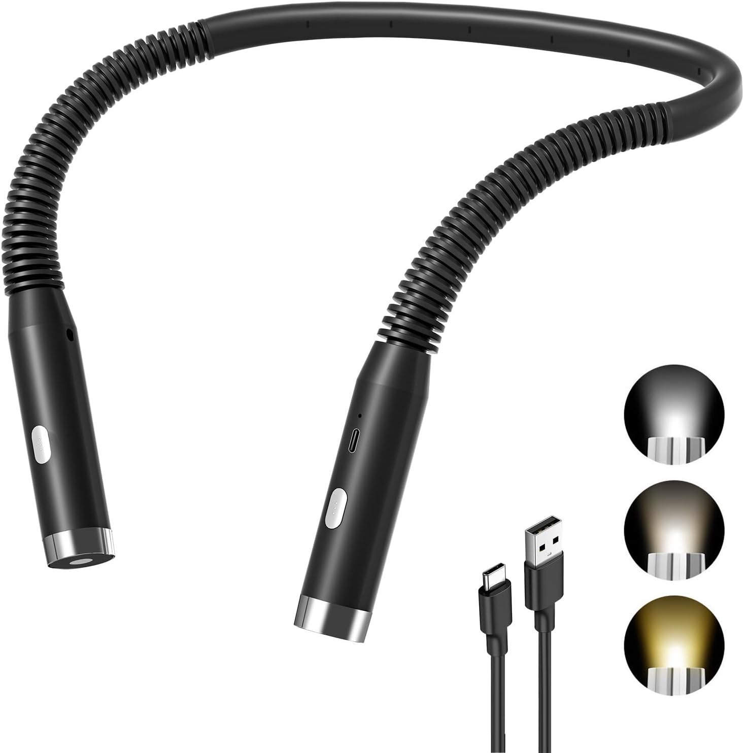 Diboniur Lampada da Lettura Ricaricabile, Nero - immagine 1